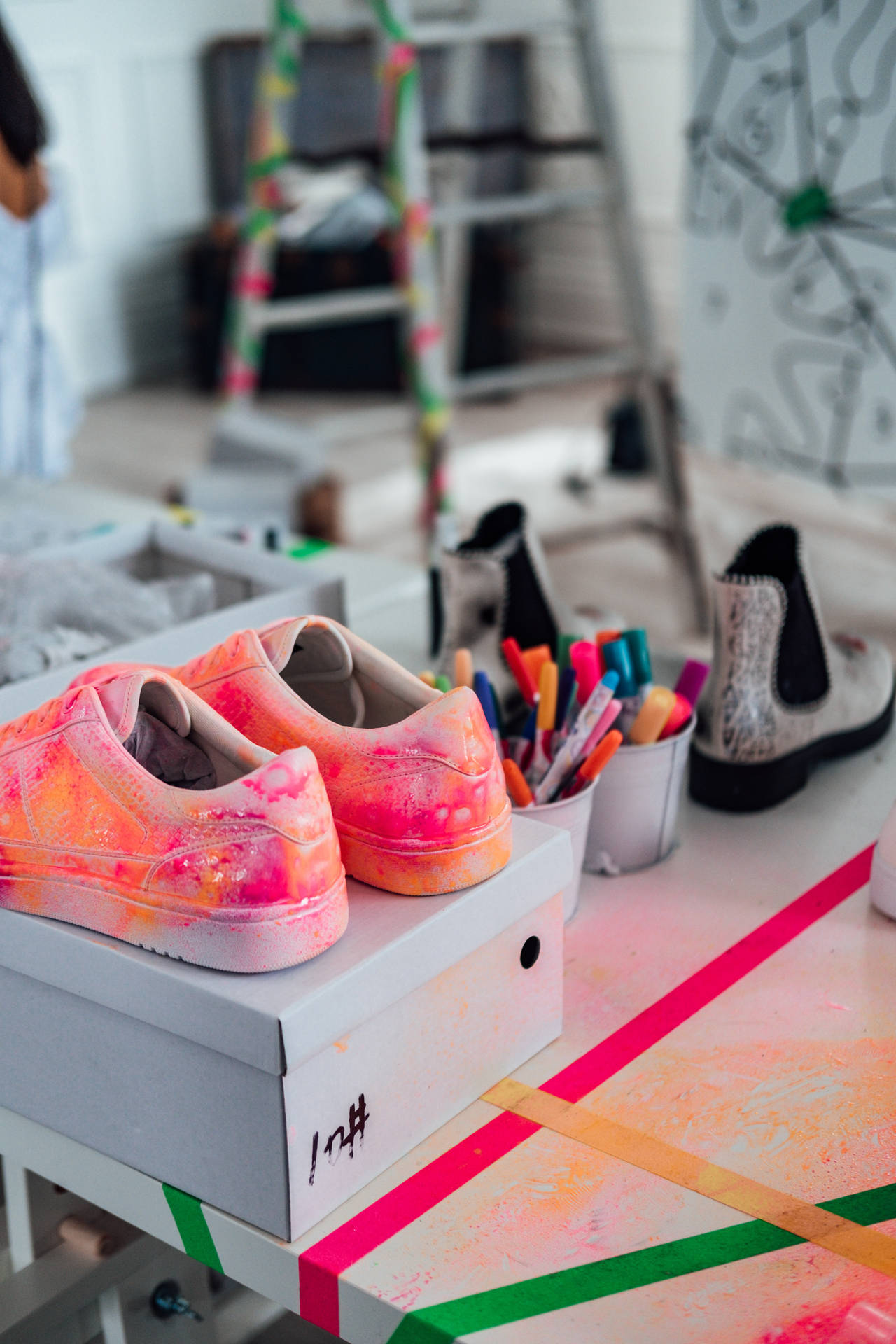 Shoes In An Artist Studio Background