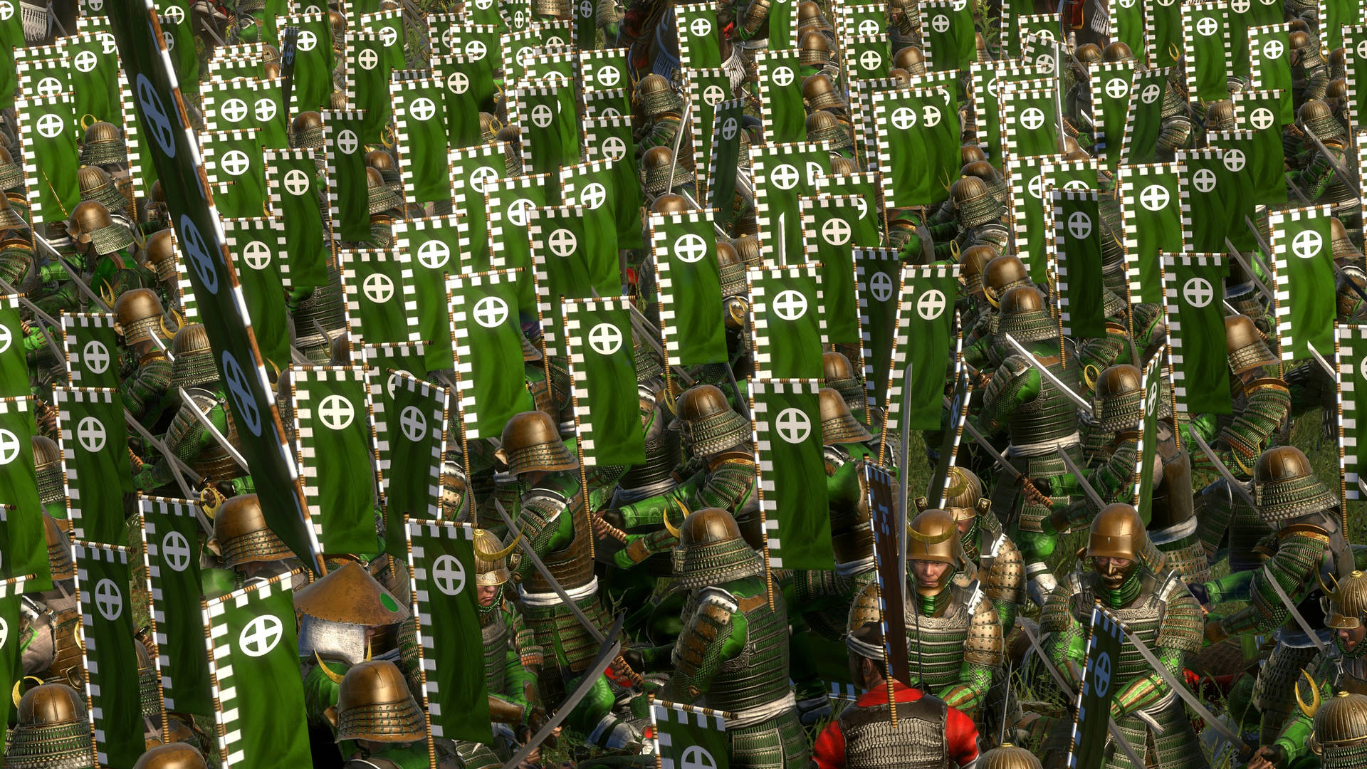 Shogun 2 Total War Green Flags Background