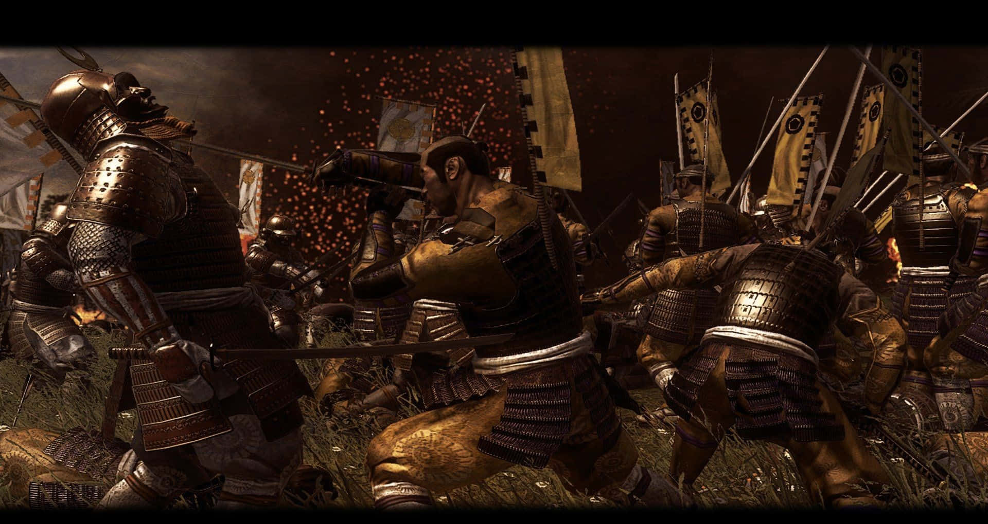Shogun Standing With Sword Background