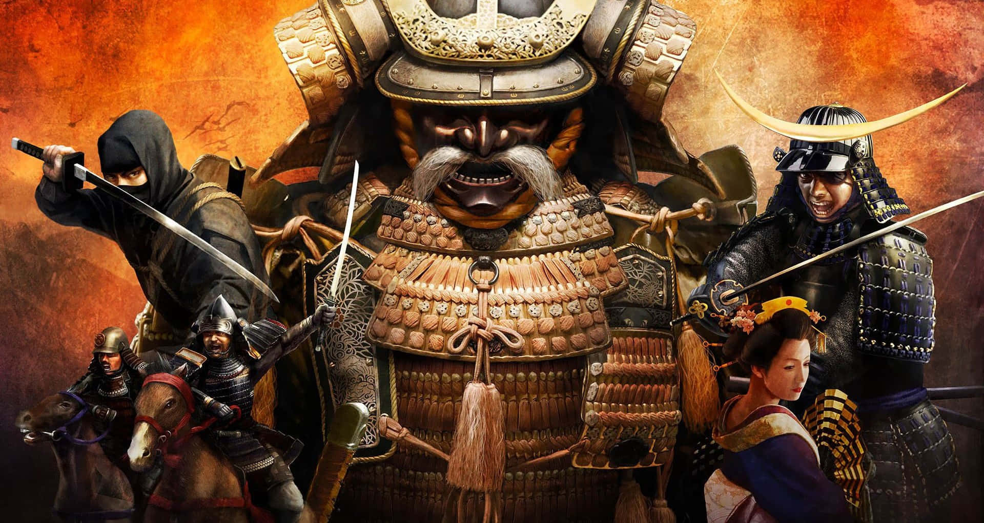 Shogun Warrior At Sunset Background