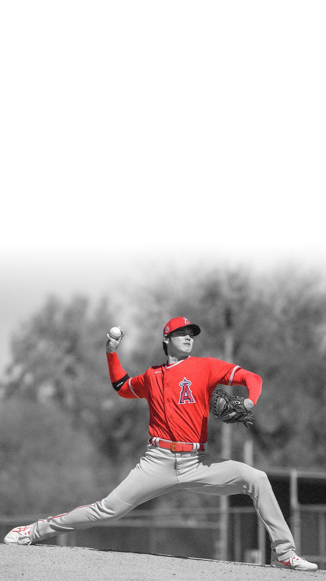 Shohei Ohtani In Red Uniform Background