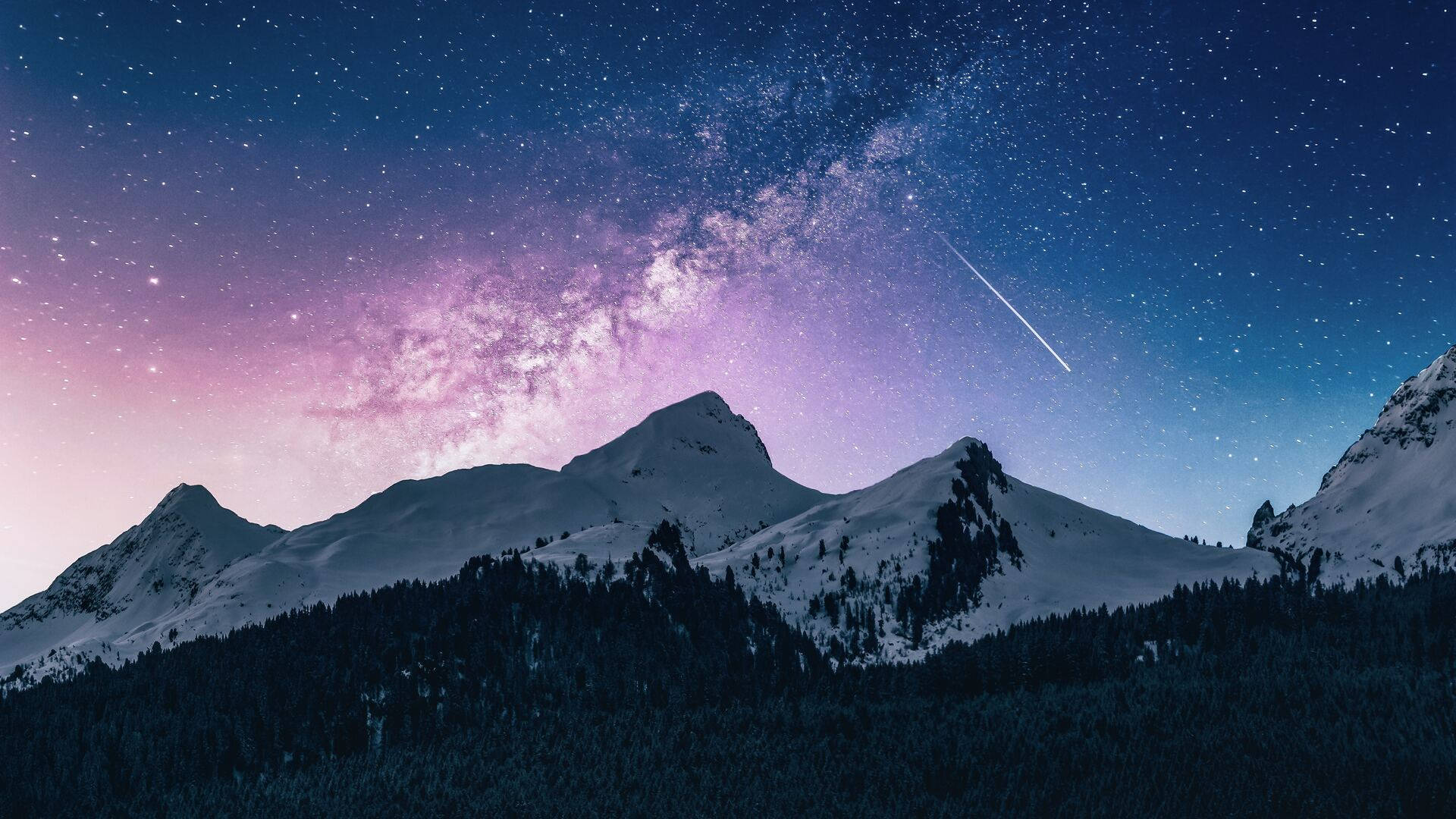Shooting Star Over Mountain Aesthetic Landscape Background