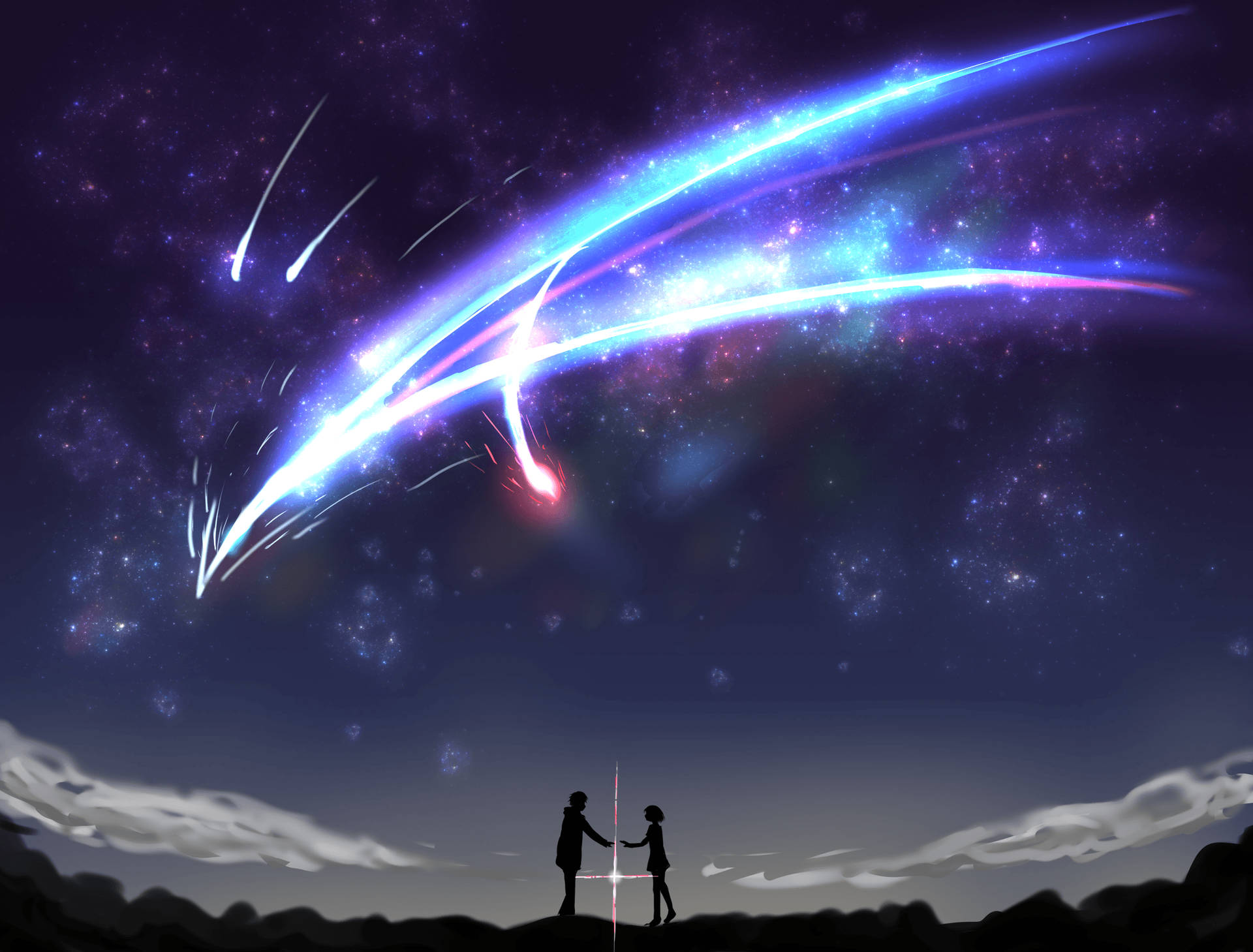 Shooting Stars Anime Landscape Background