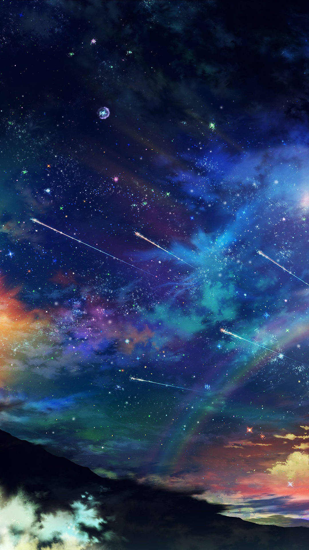 Shooting Stars In Blue Space Background