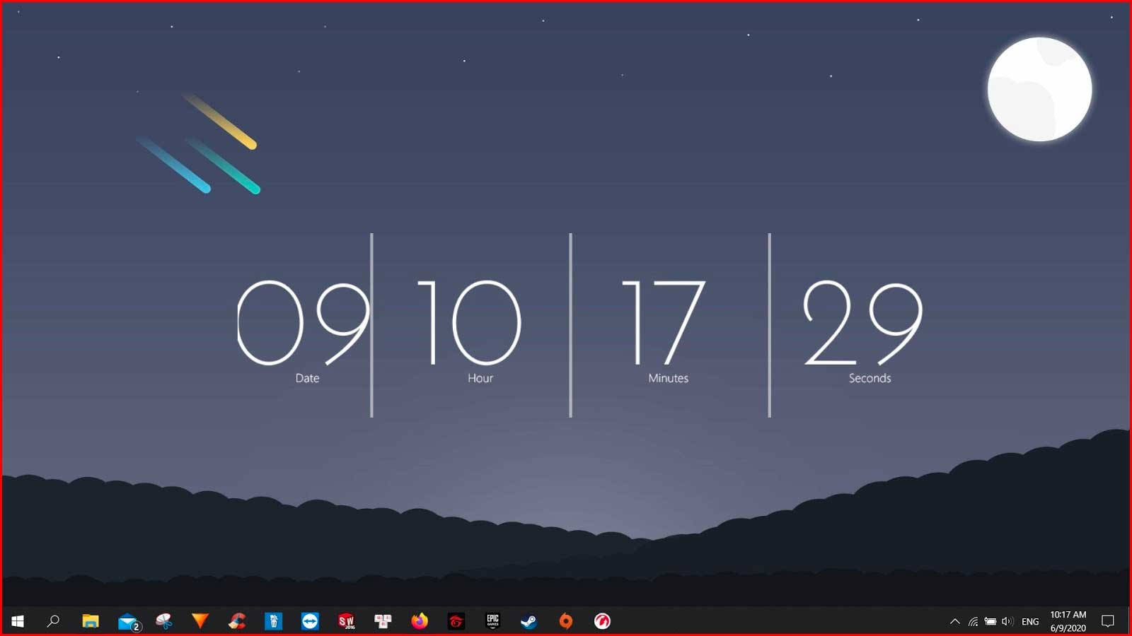 Shooting Stars On Rainmeter Skin Background