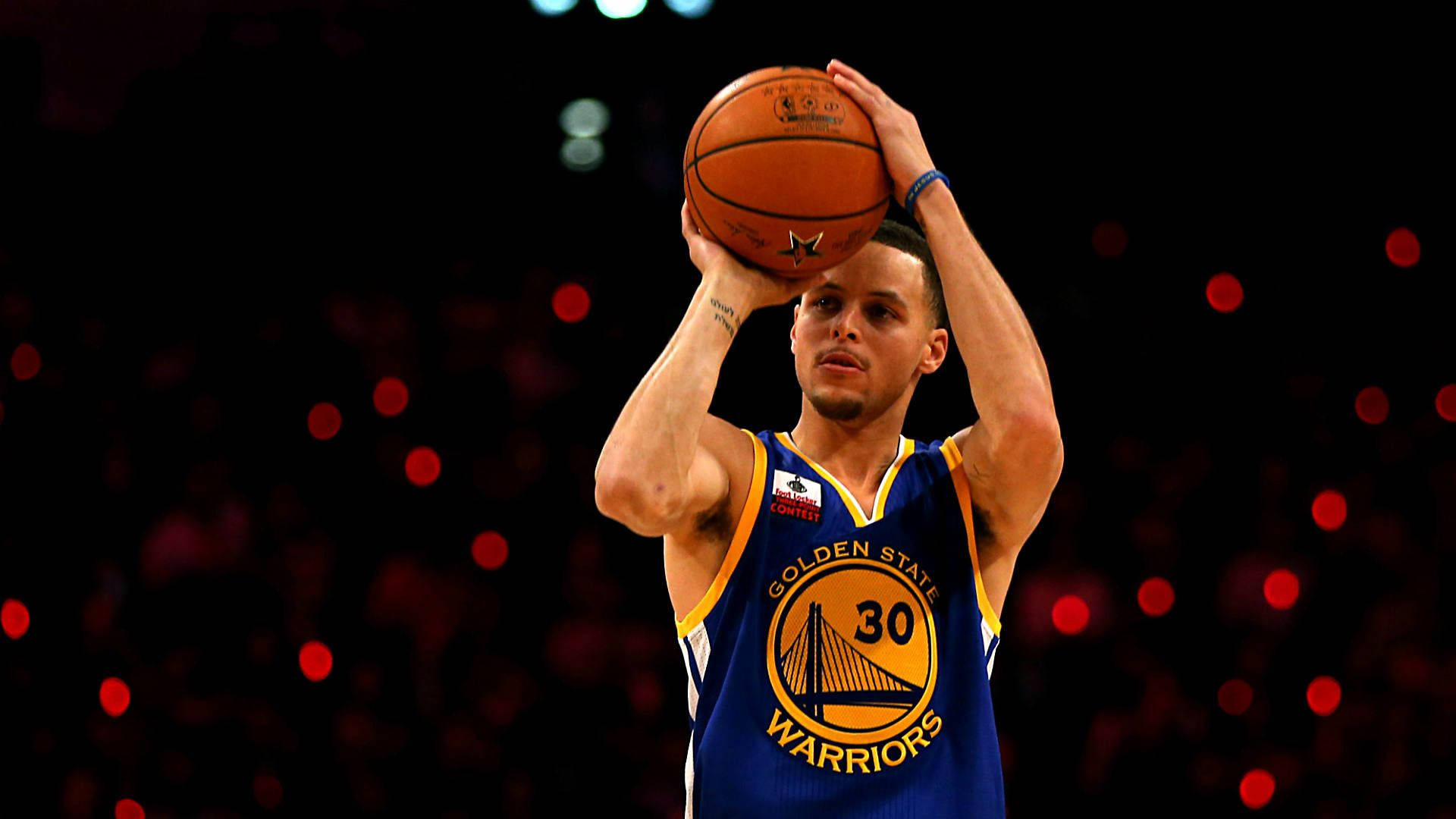 Shooting Stephen Curry In Dark Background Background