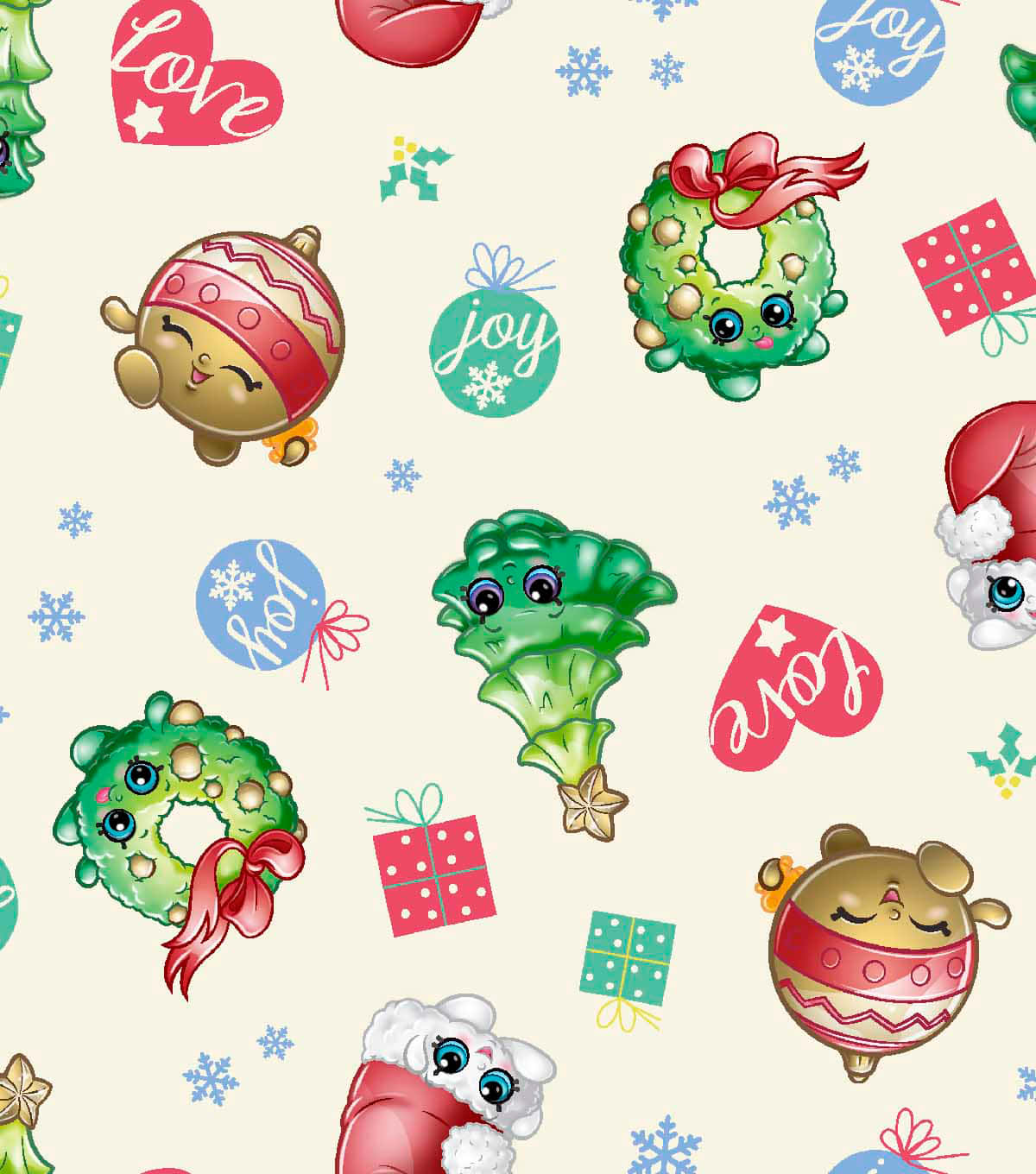 Shopkins Christmas Ornaments Pattern Background