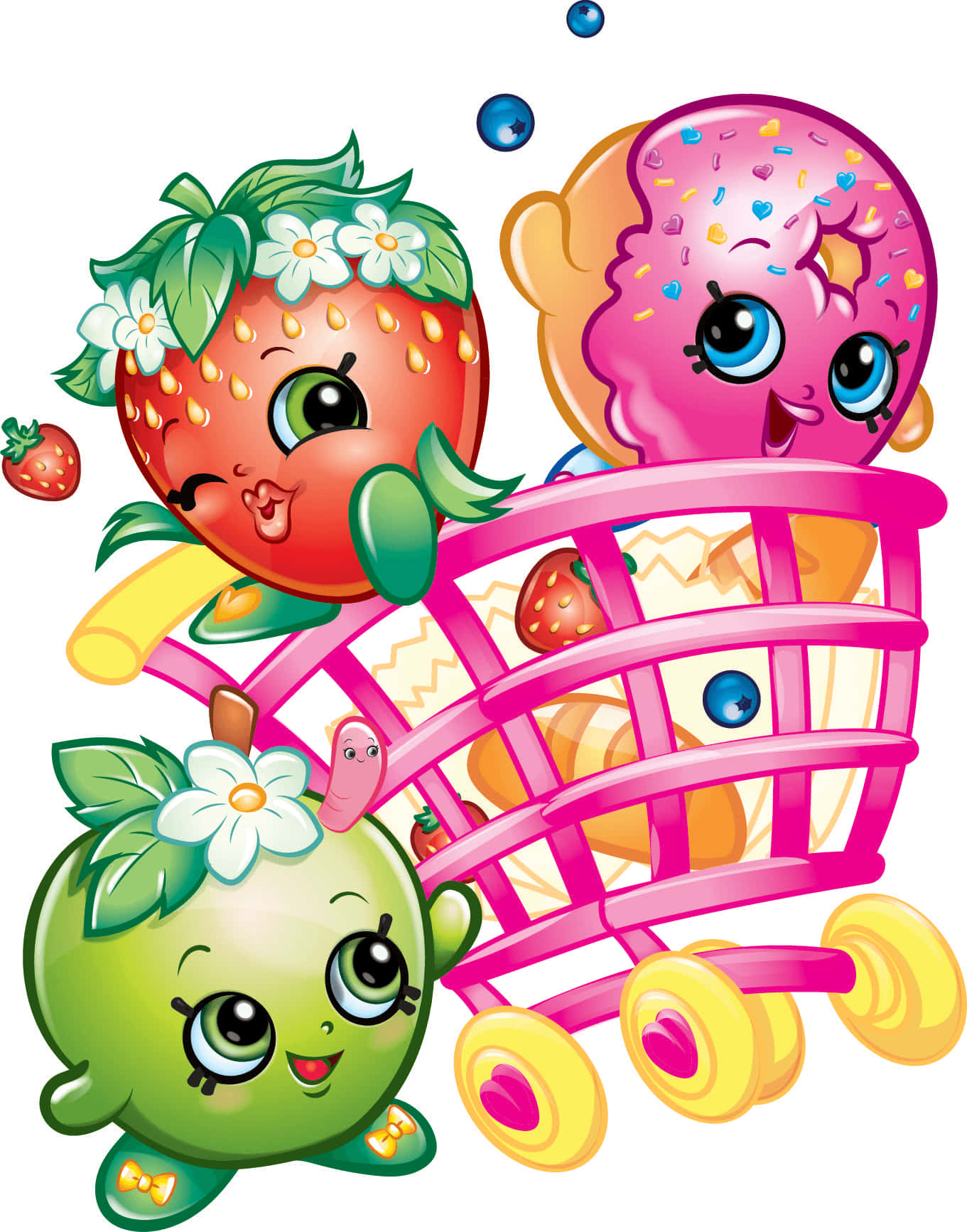 Shopkins D'lish Donut Strawberry And Apple Background