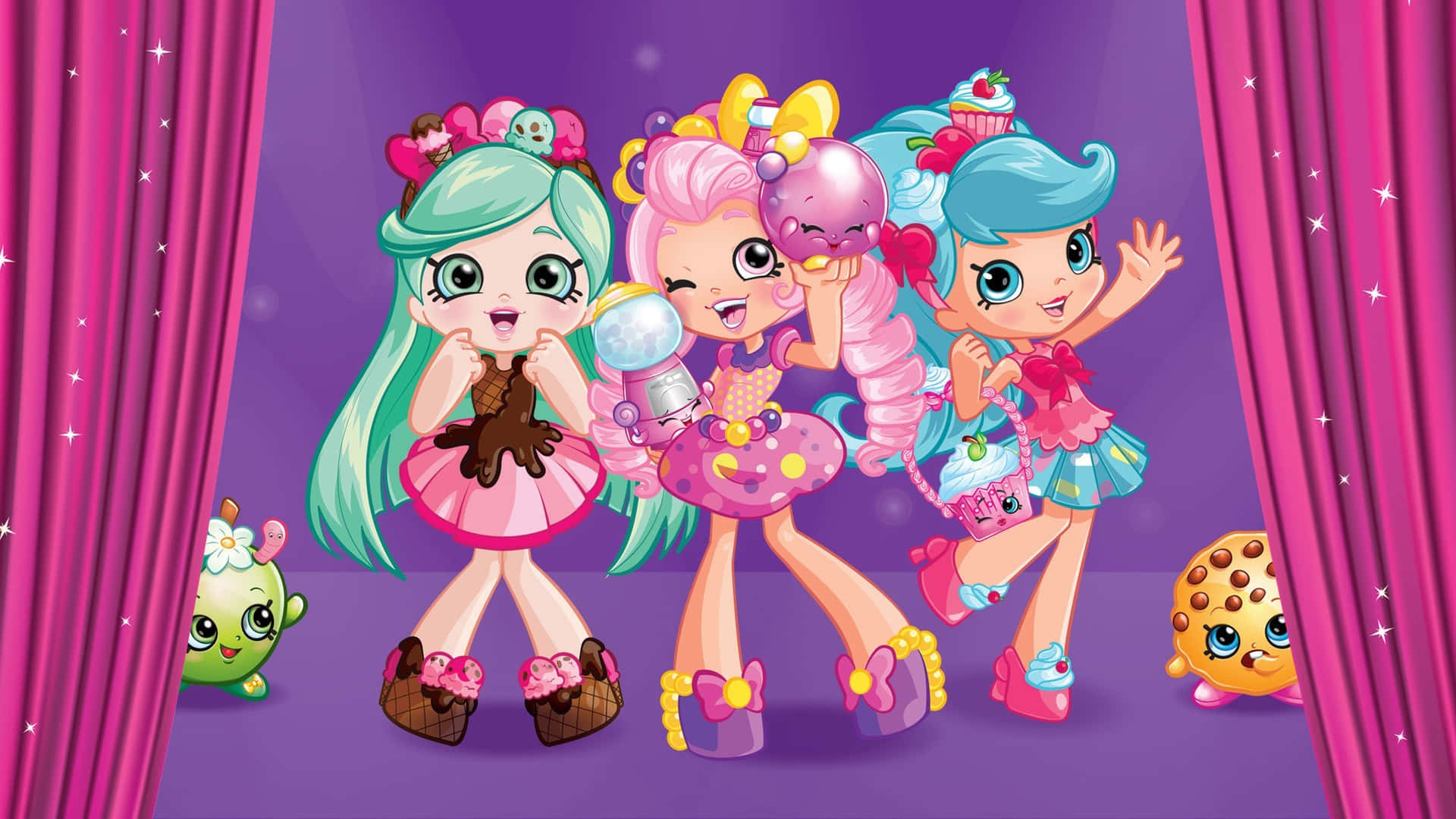 Shopkins Girls In Theater Background