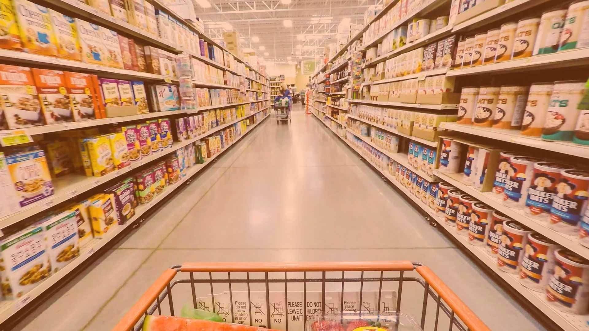 Shopping Cereal Items In Grocery Background