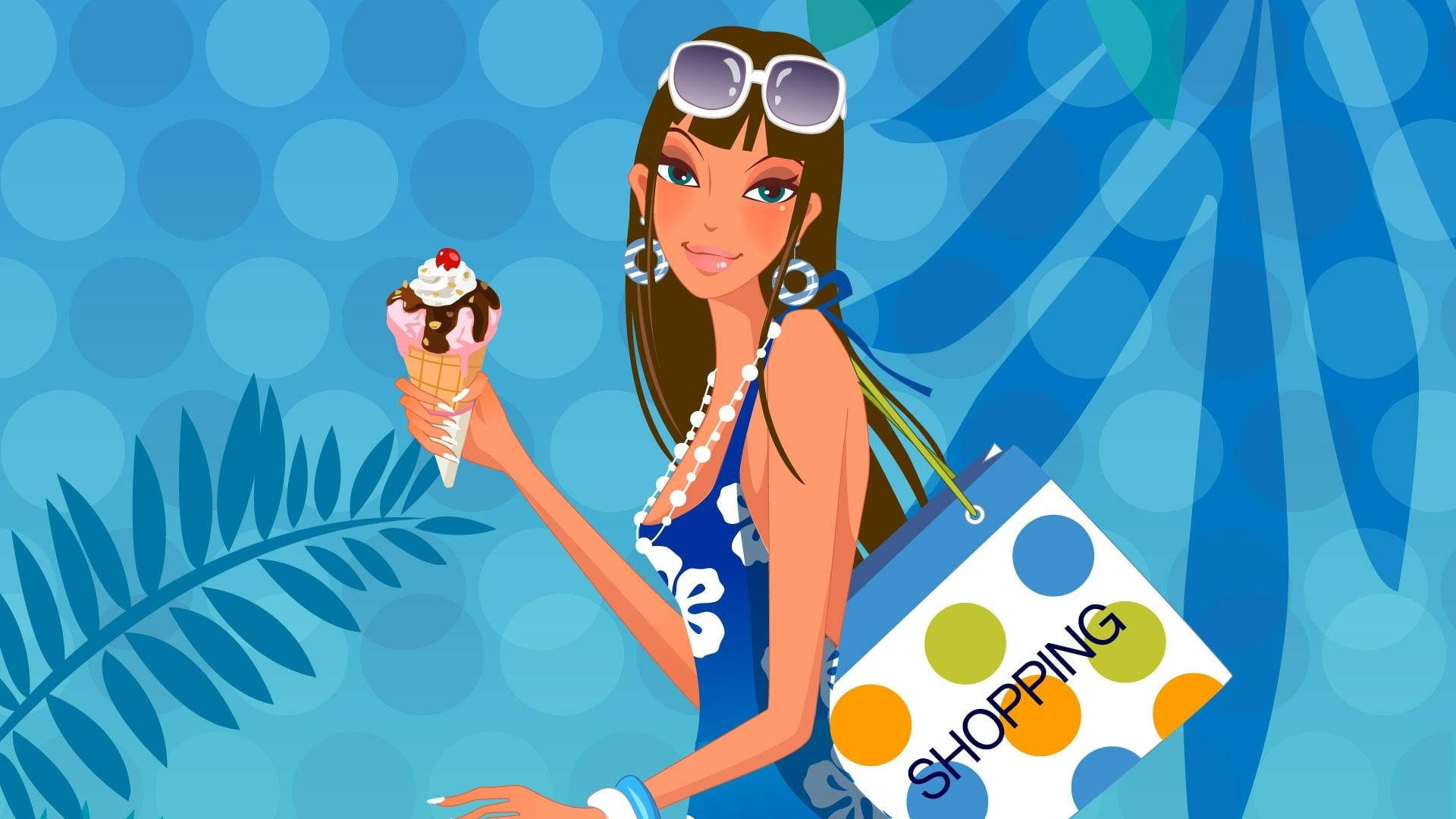 Shopping Cool Girl Cartoon Background