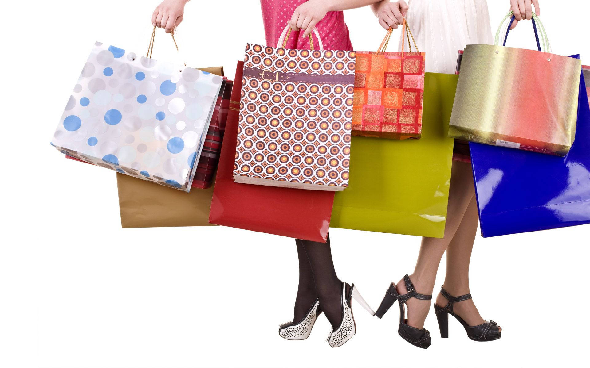 Shopping Girls With Bags Background