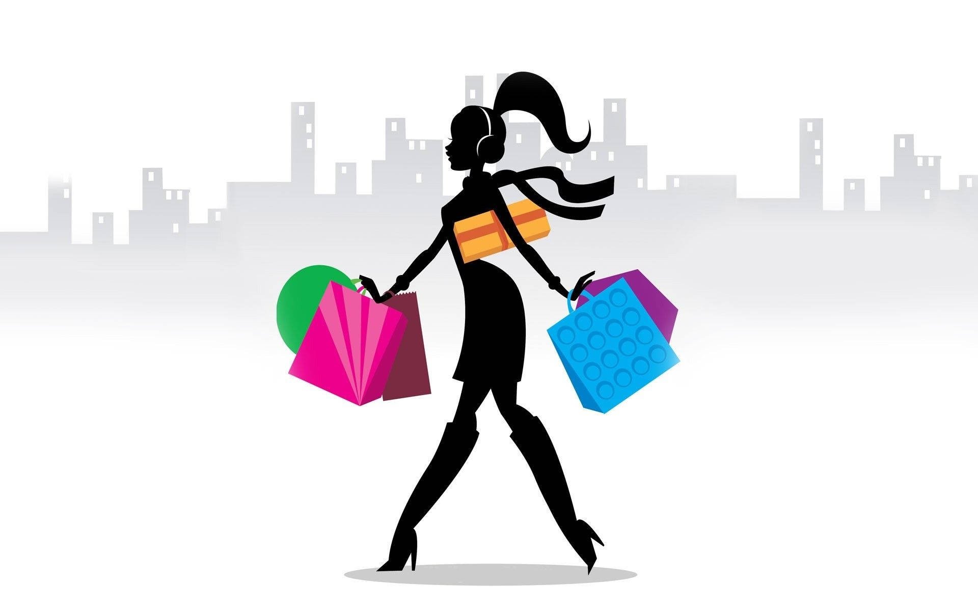 Shopping Woman Vector Art Background