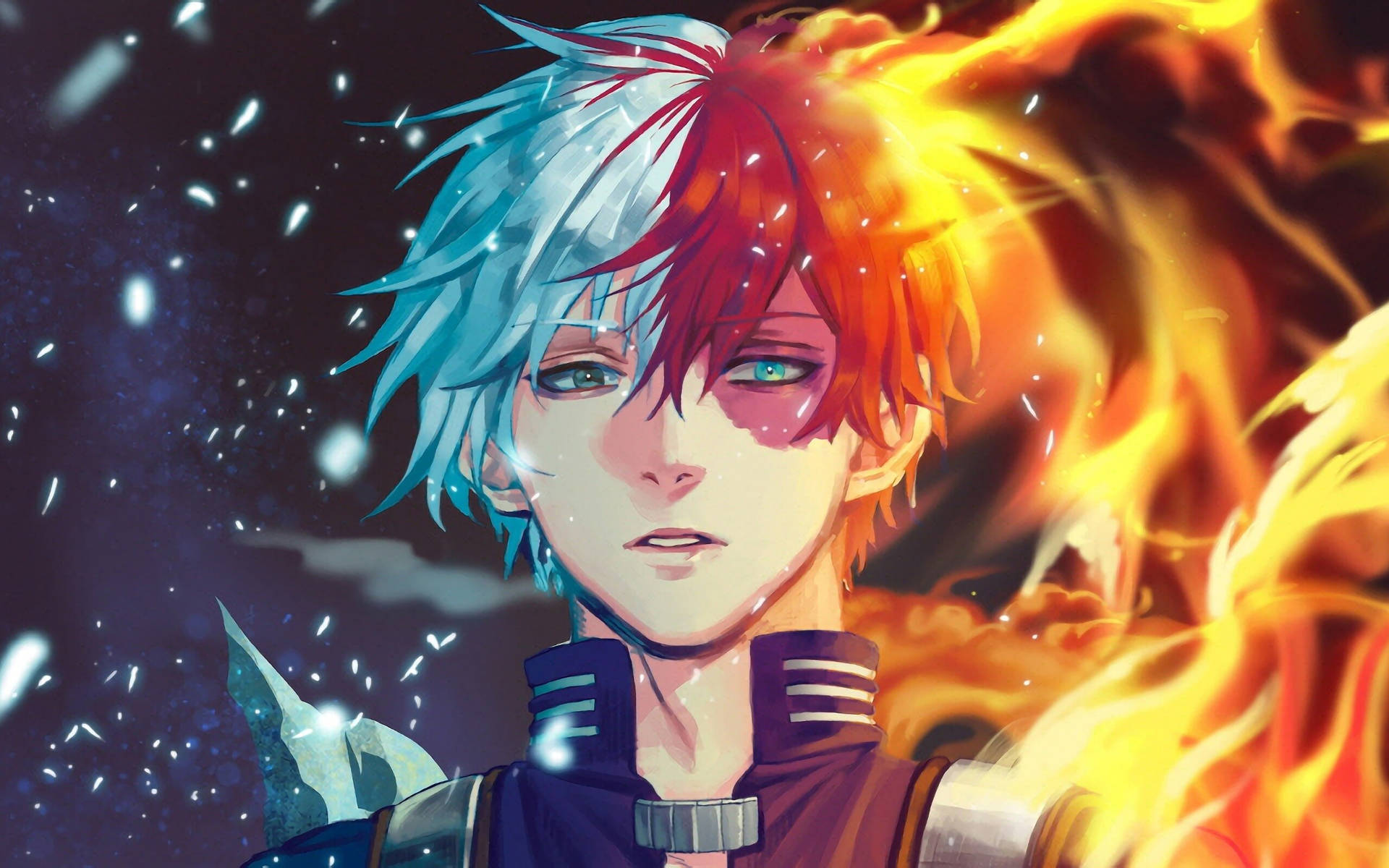 Shoto Ice And Fire Anime Poster Background