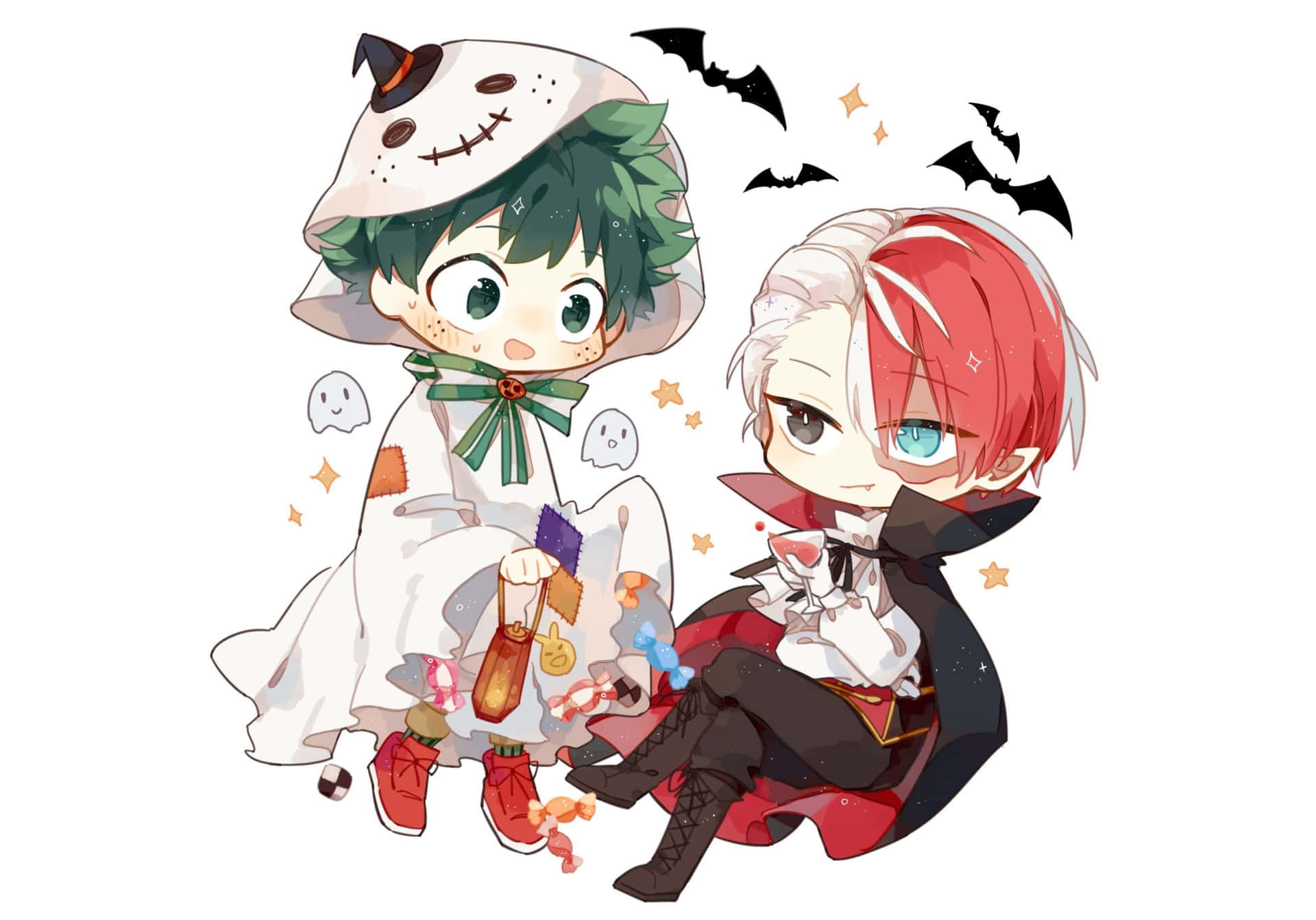Shoto Todoroki And Izuku Midoriya My Hero Academia Halloween Background
