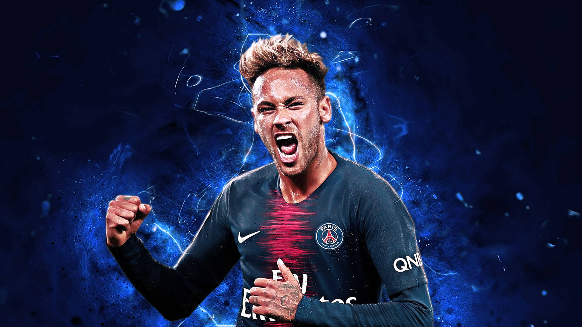 Shouting Neymar 4k Blue Background