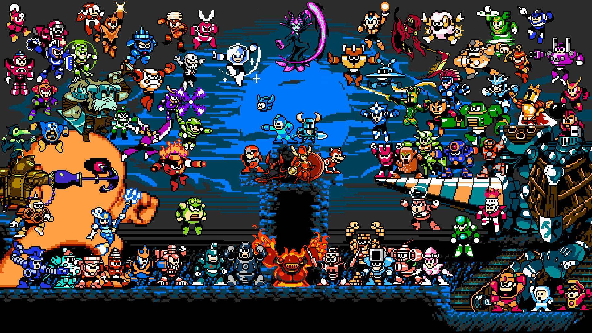 Shovel Knight And Mega Man Characters Background