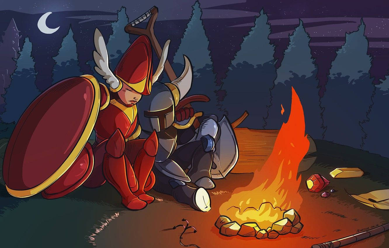 Shovel Knight And Shield Knight Enjoying A Moment Of Reprieve Background