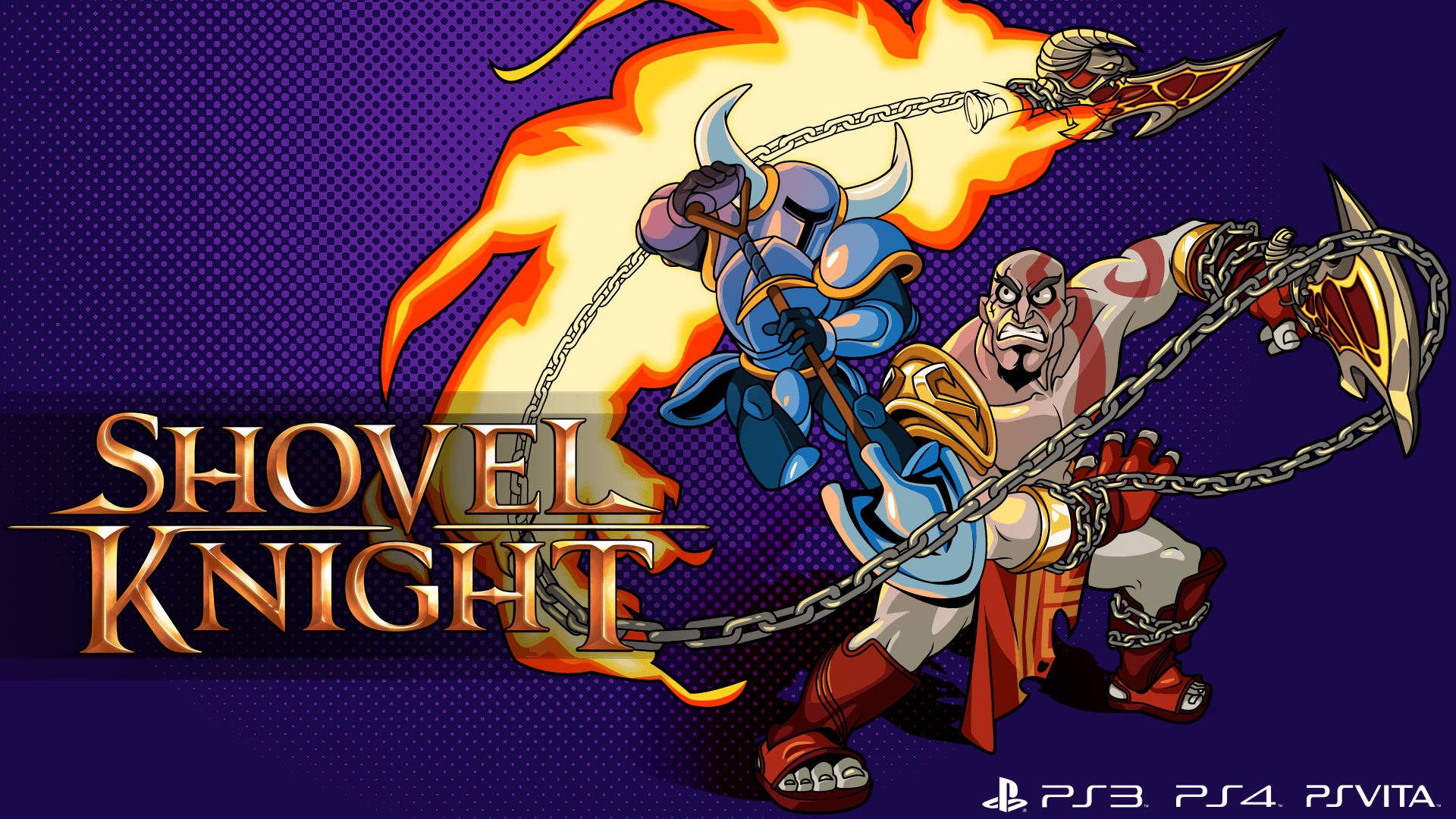 Shovel Knight Fighting Kratos Background