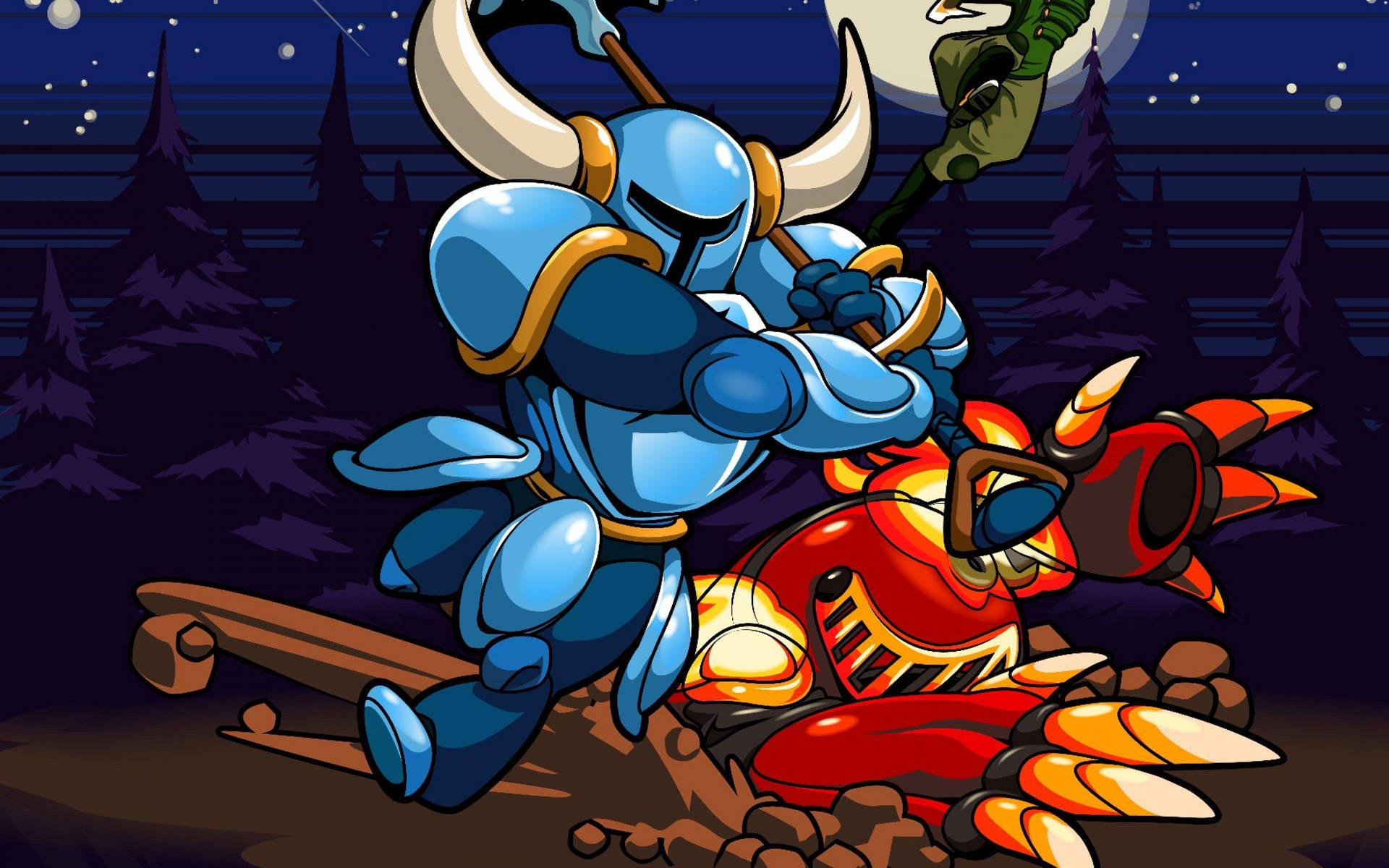 Shovel Knight Fighting Mole Knight Background