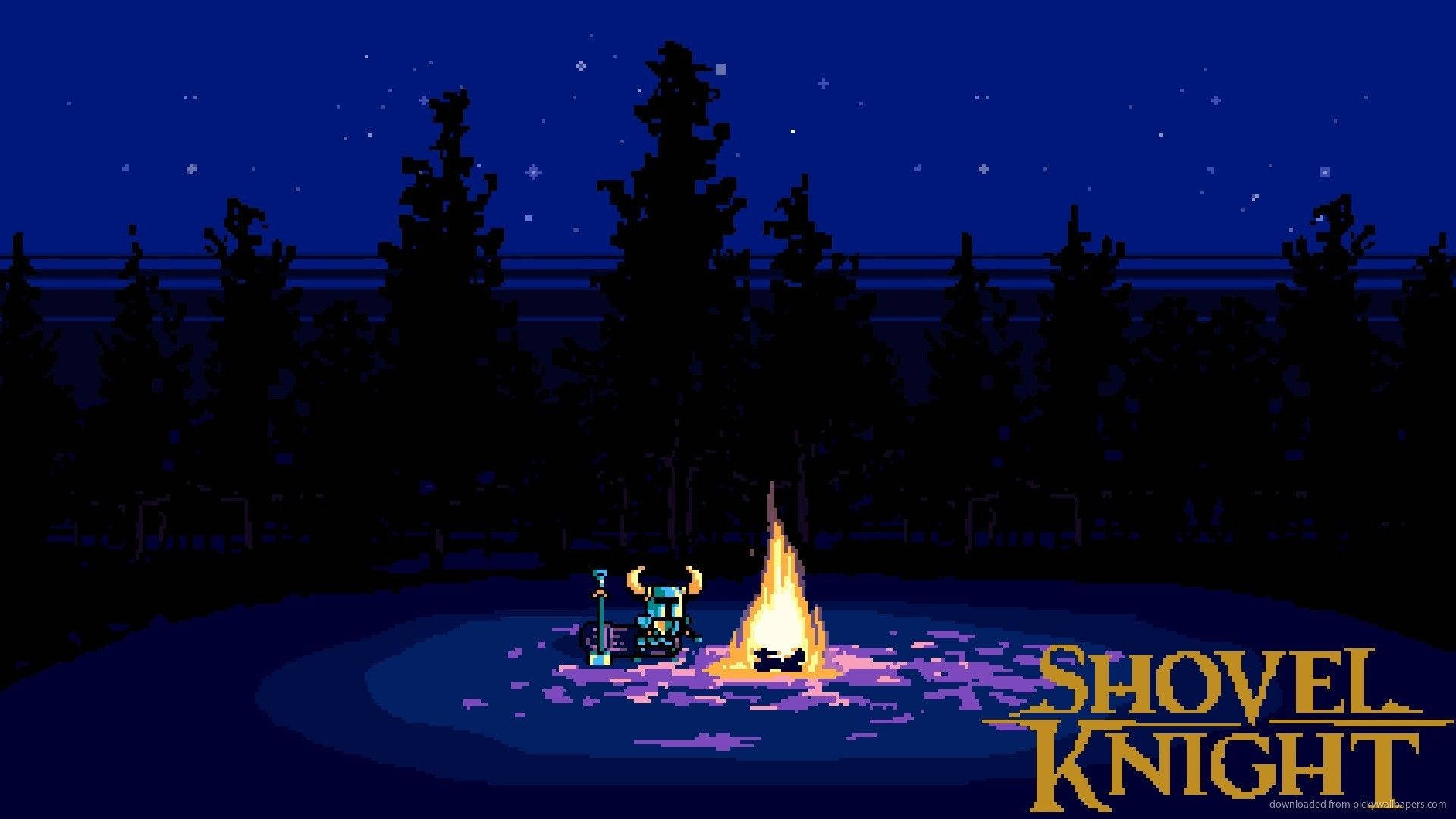Shovel Knight In A Bonfire Background