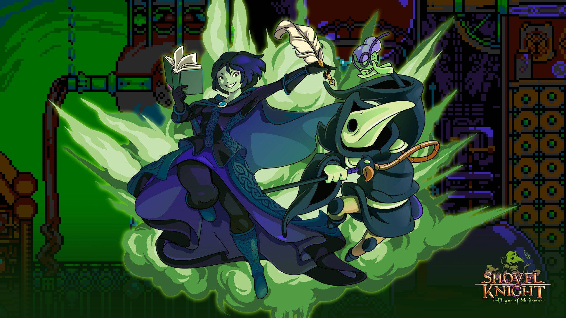 Shovel Knight Villains Enchantress And Plague Background