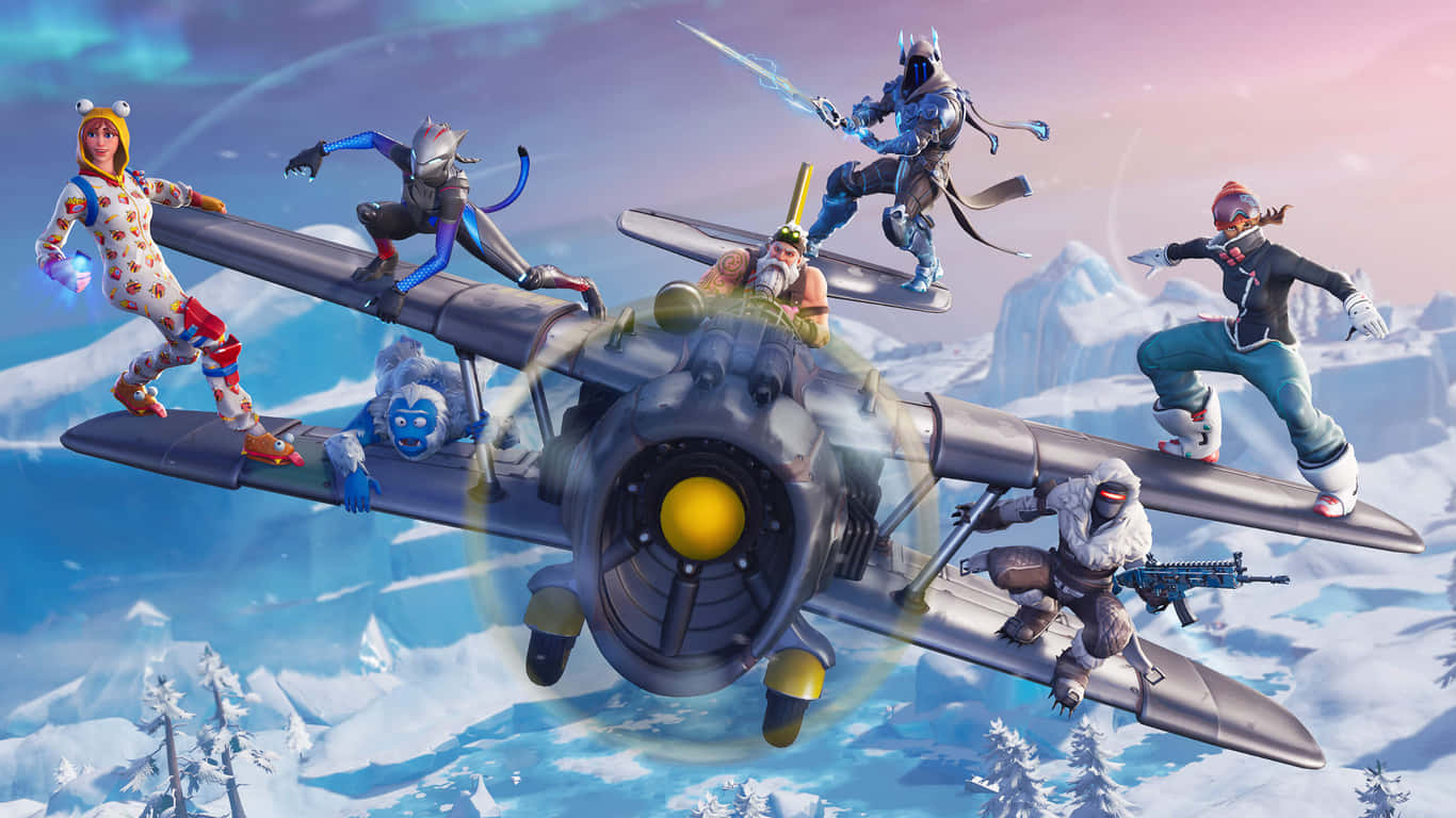 Show Off Your Gaming Skills With This Iconic Fortnite 1366x768 Wallpaper. Background