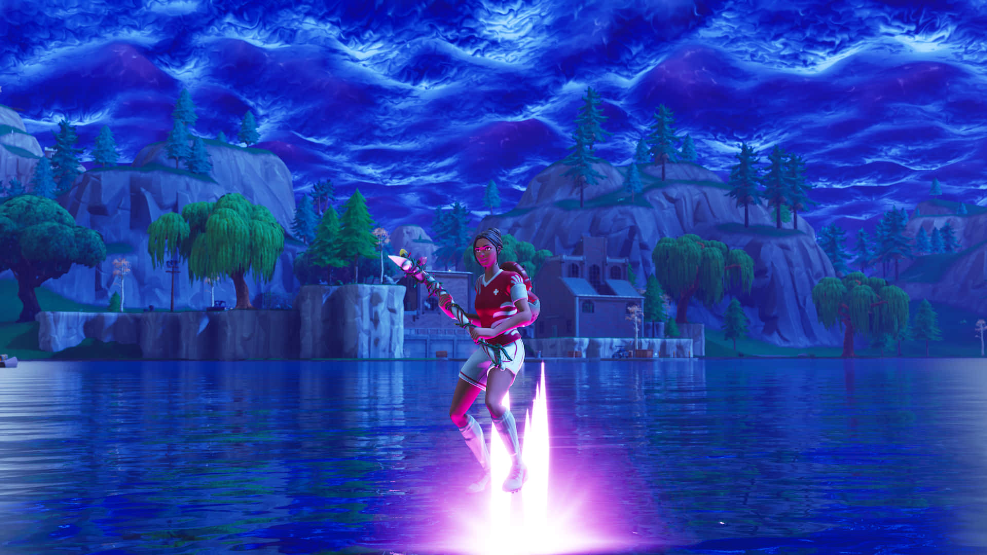 Show Off Your Poised Playmaker Style In The World Of Fortnite Background
