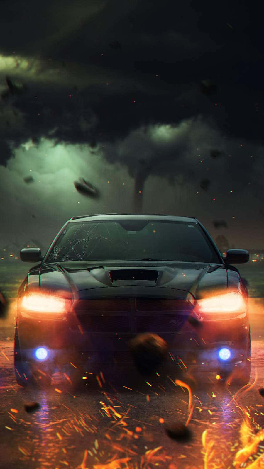 Show Off Your Style With This Classic Dodge Charger Iphone Wallpaper. Background