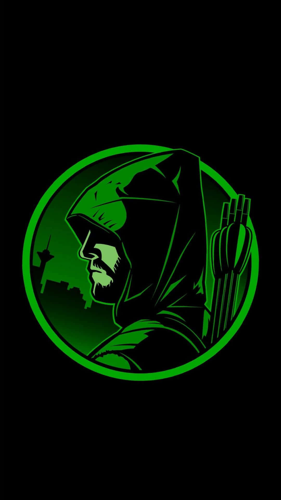 Show Off Your Superhero Side With This Bold And Vibrant Green Arrow Iphone Wallpaper