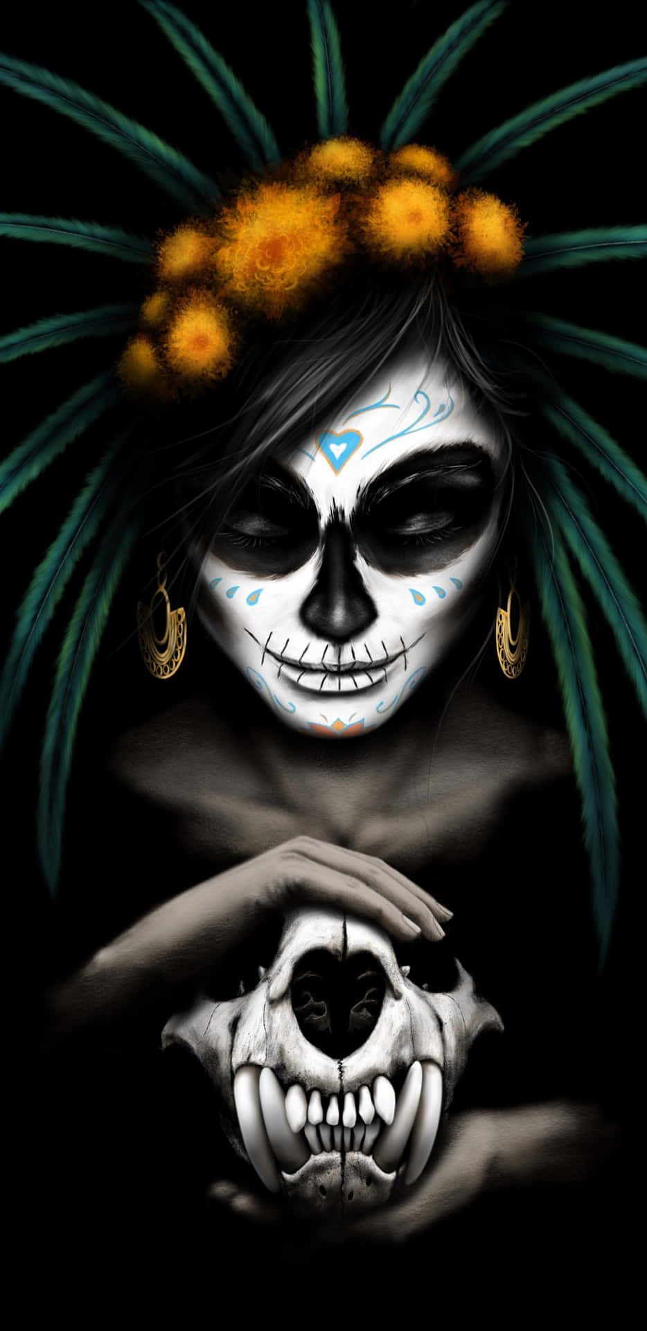 Show Off Your Unique Style With A Sugar Skull Phone Background