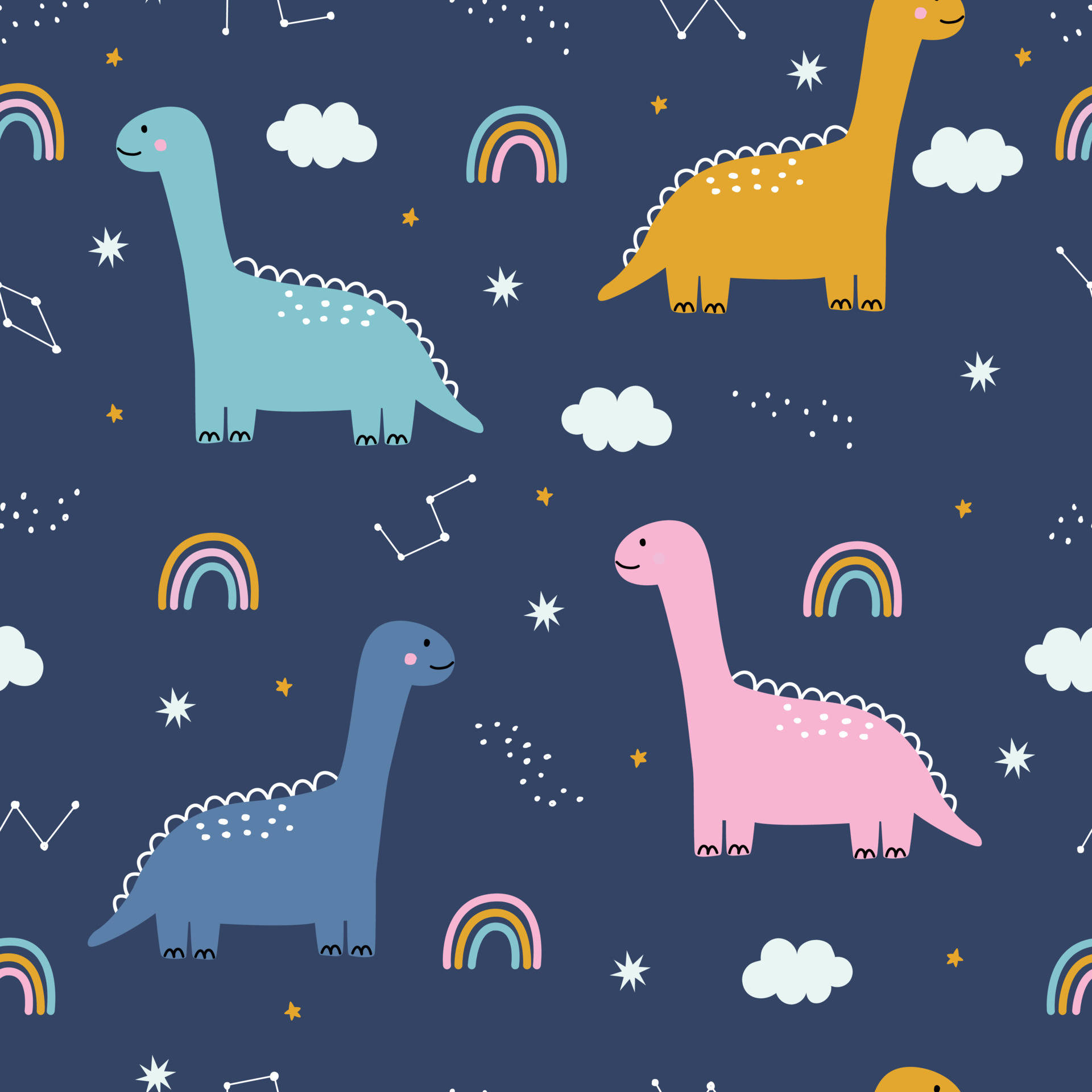 Show Your Cuteness With This Pattern Featuring An Adorable Dinosaur. Background