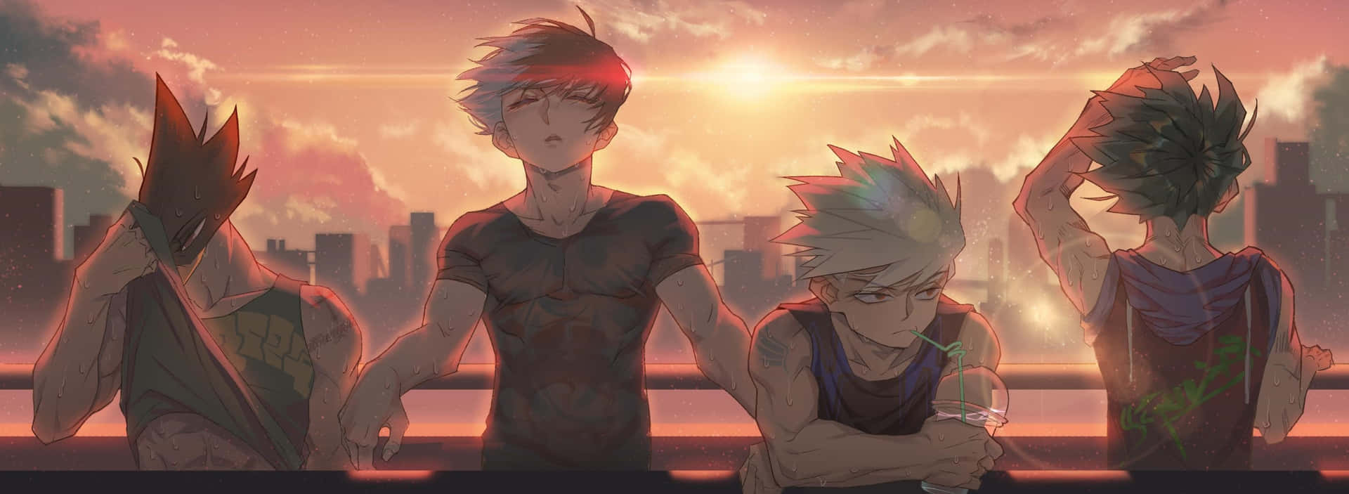 Show Your Katsuki Bakugou Pride With This Unique And Vibrant Desktop Aesthetic Background