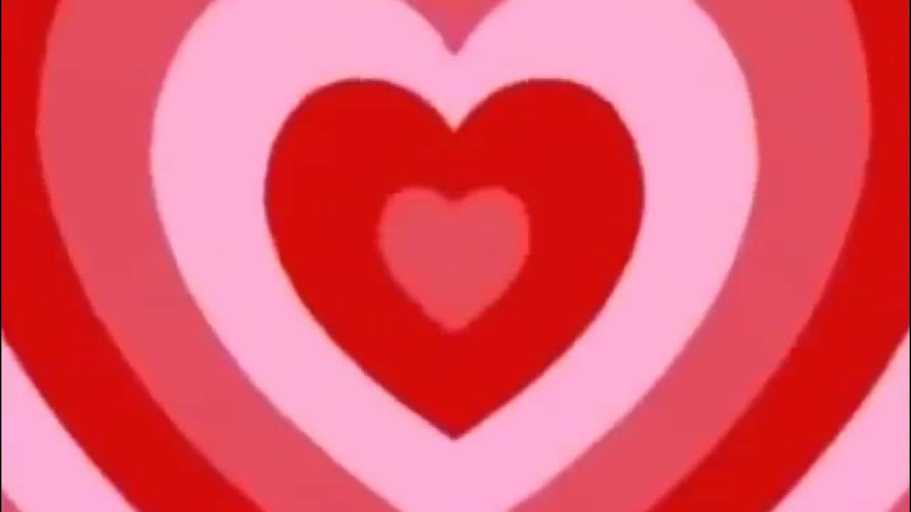 Show Your Love For The Powerpuff Girls With This Romantic Heart Background.