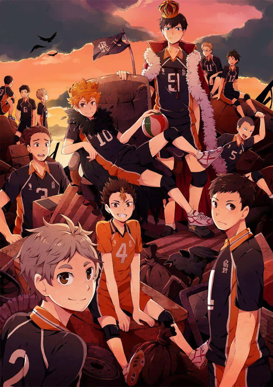 Show Your Support For The Karasuno Crows Team With This Awesome Haikyuu! Iphone Wallpaper