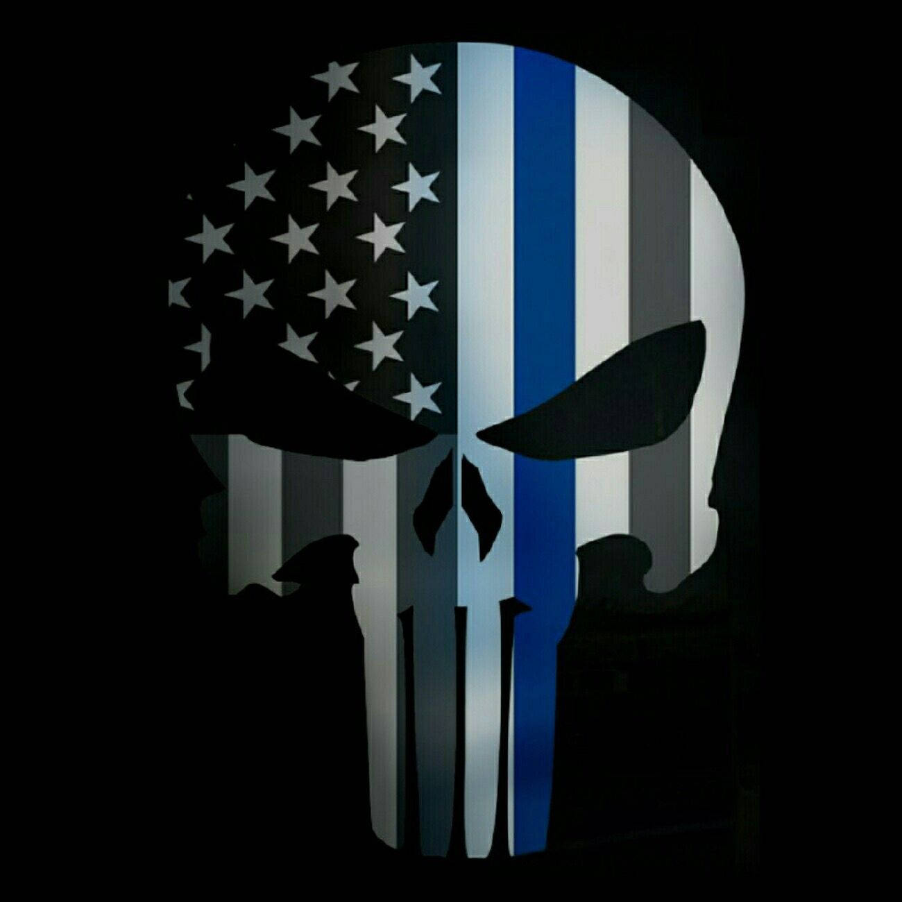 Show Your Support For The Thin Blue Line With This Punisher Inspired Skull Emblem Background