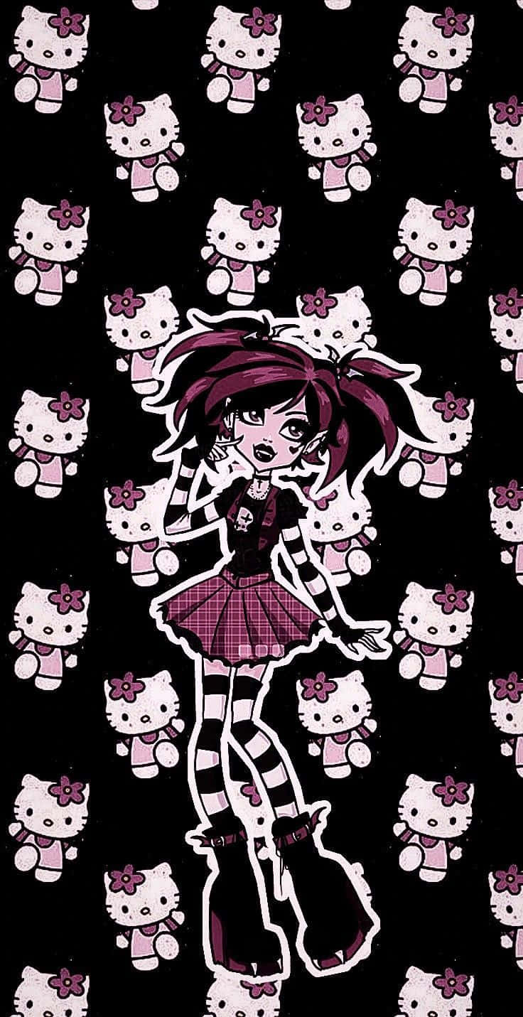 Show Your True Emotions With Emo Hello Kitty Background