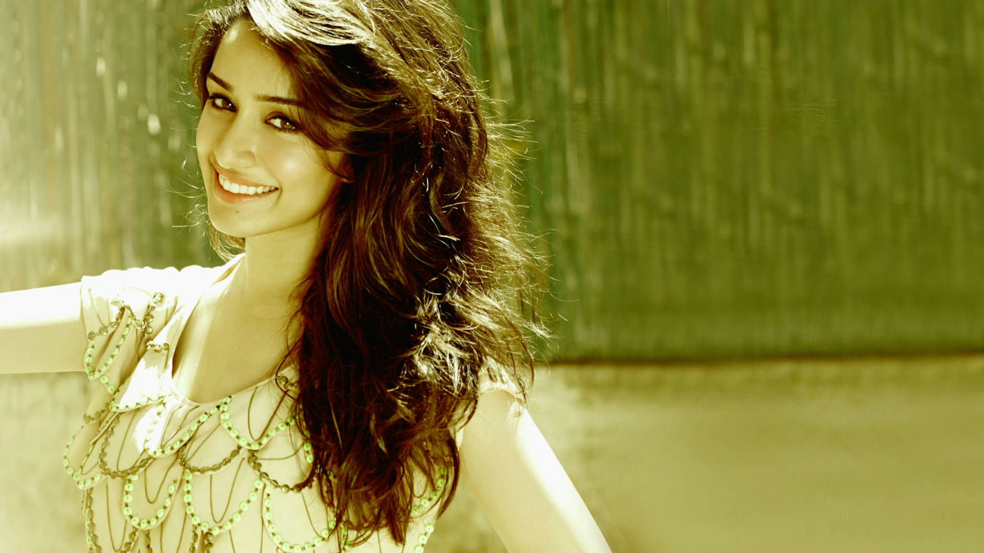 Shraddha Kapoor In Aesthetic Green Background
