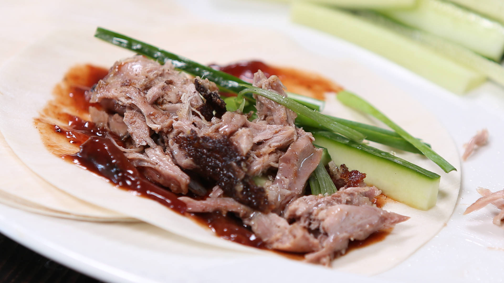 Shredded Roasted Peking Duck Dish Background