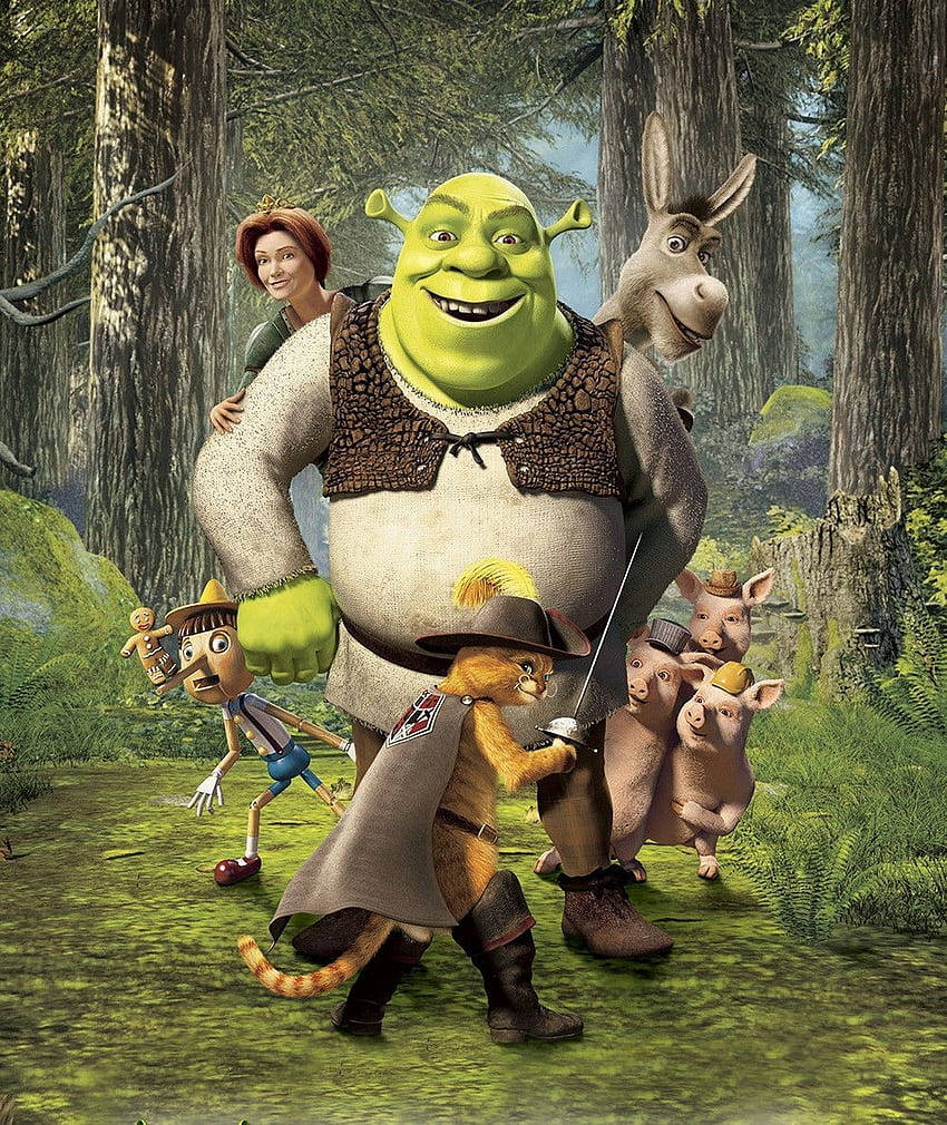 Shrek 2 And Characters In Forest