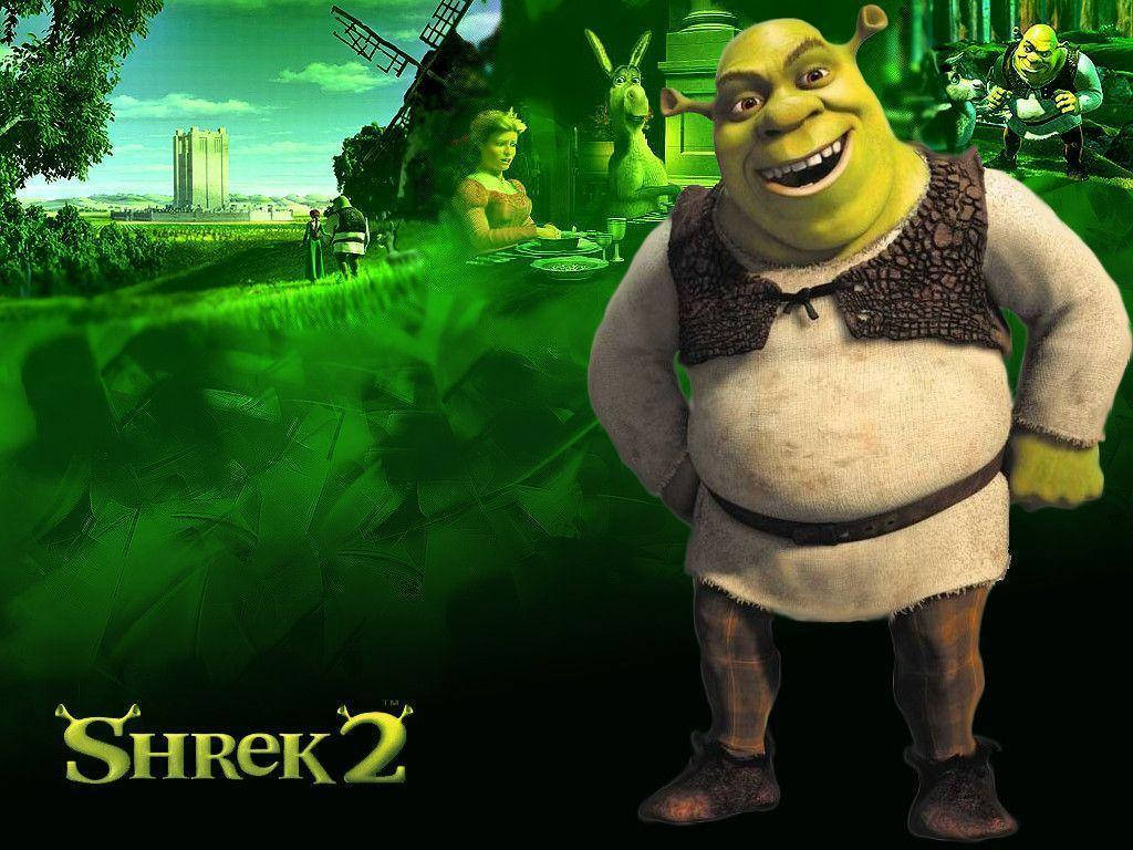 Shrek 2 Poster Spooky Green Backdrop Background