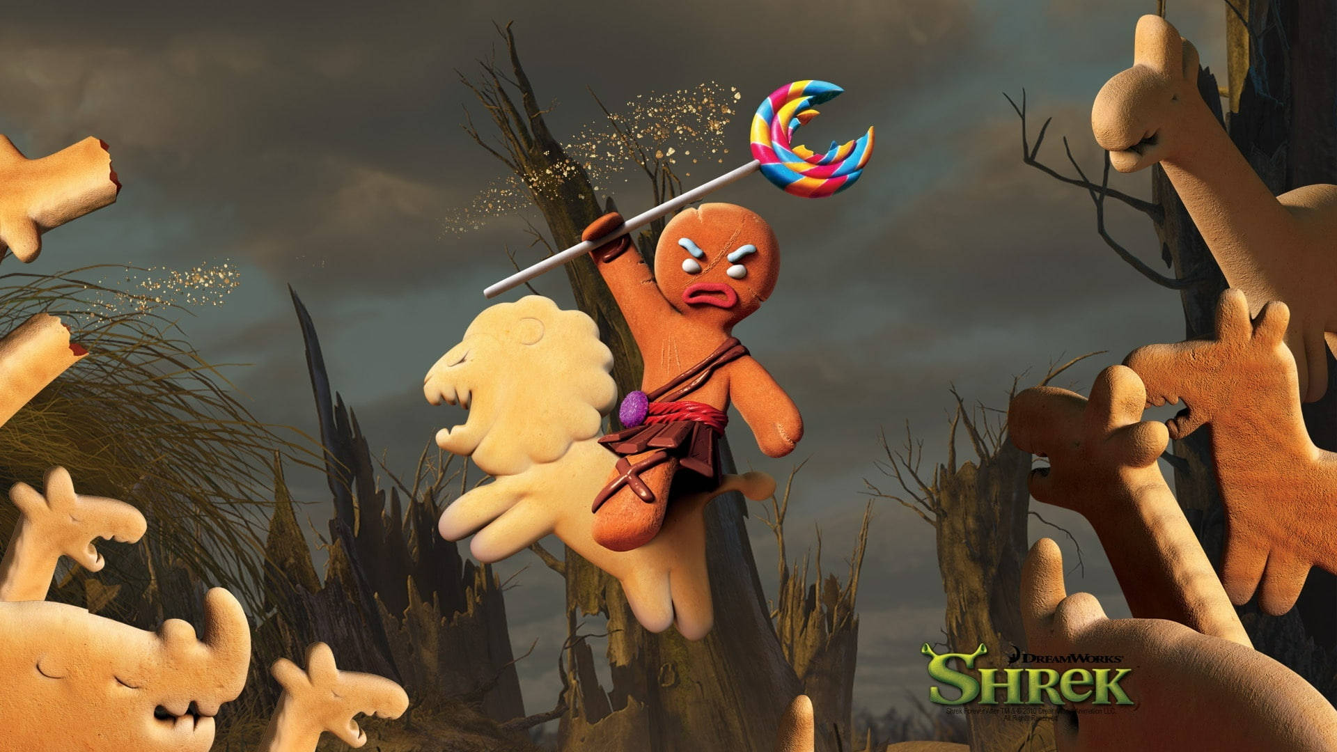 Shrek Forever After Angry Gingerbread Man Background