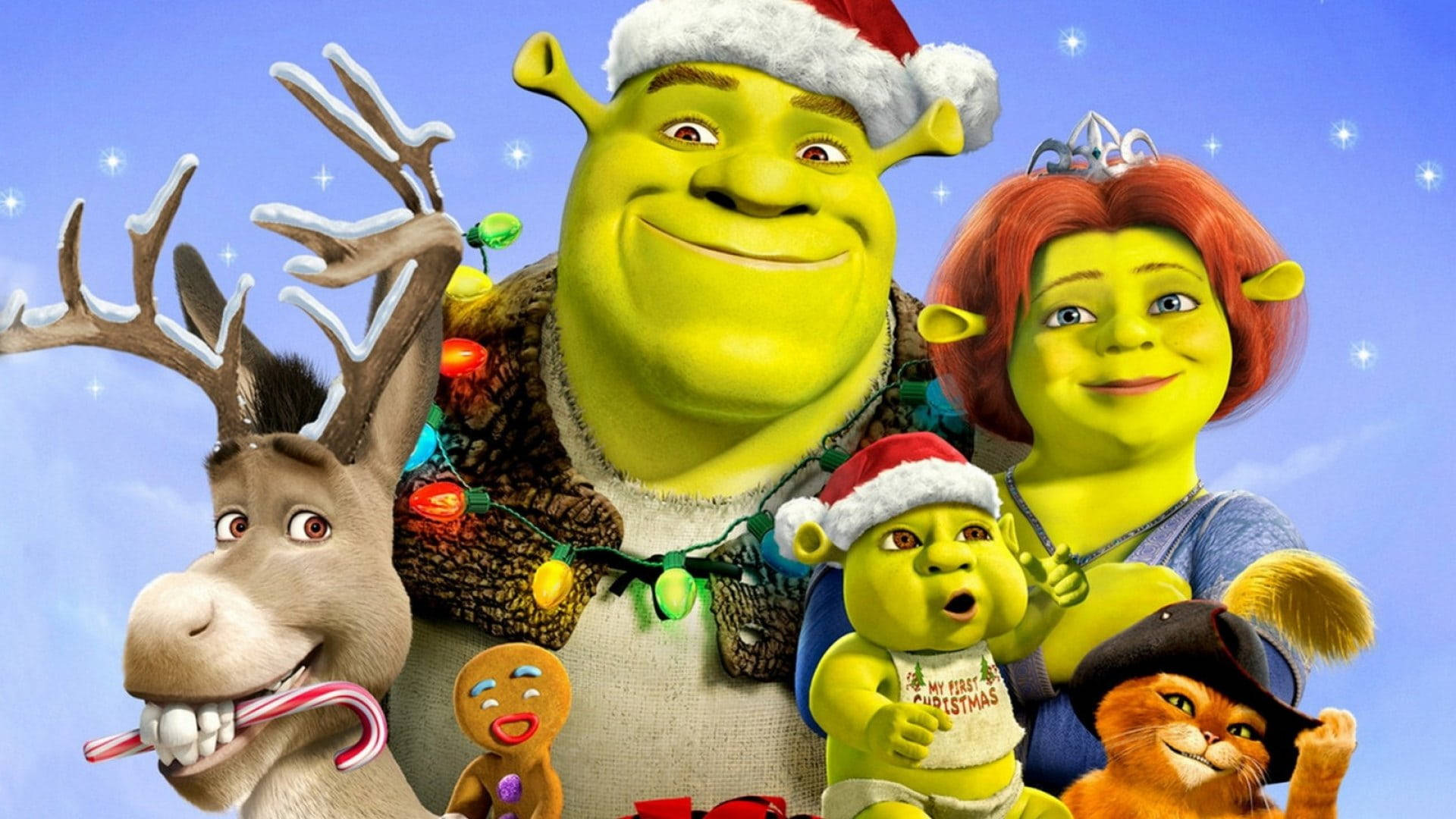 Shrek Forever After Christmas Family Portrait Background