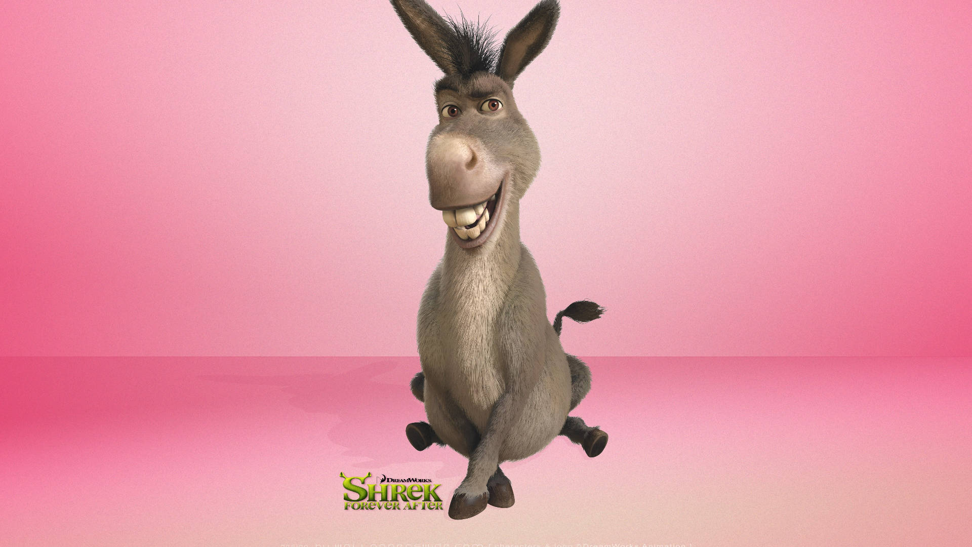 Shrek Forever After Donkey On Pink Background