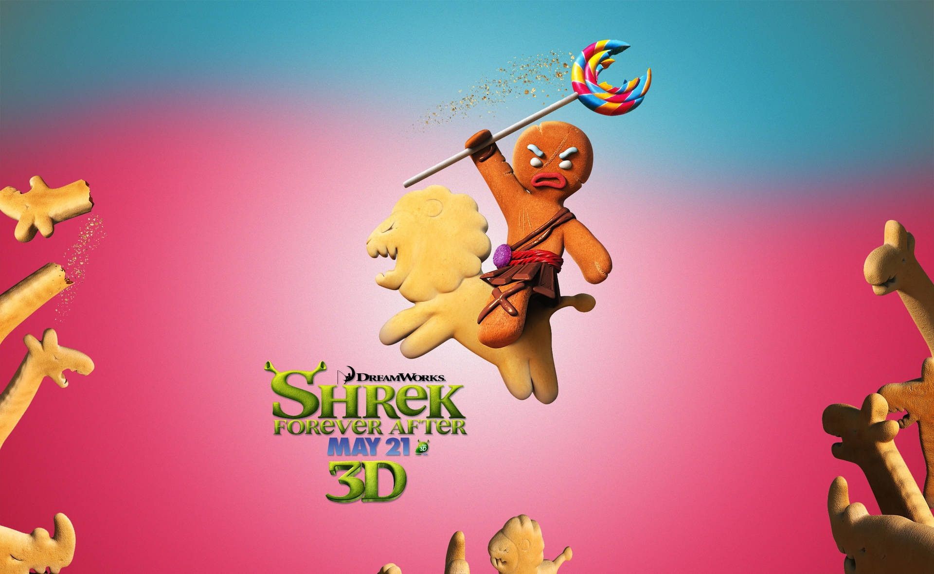 Shrek Forever After Feisty Gingerbread Man Background