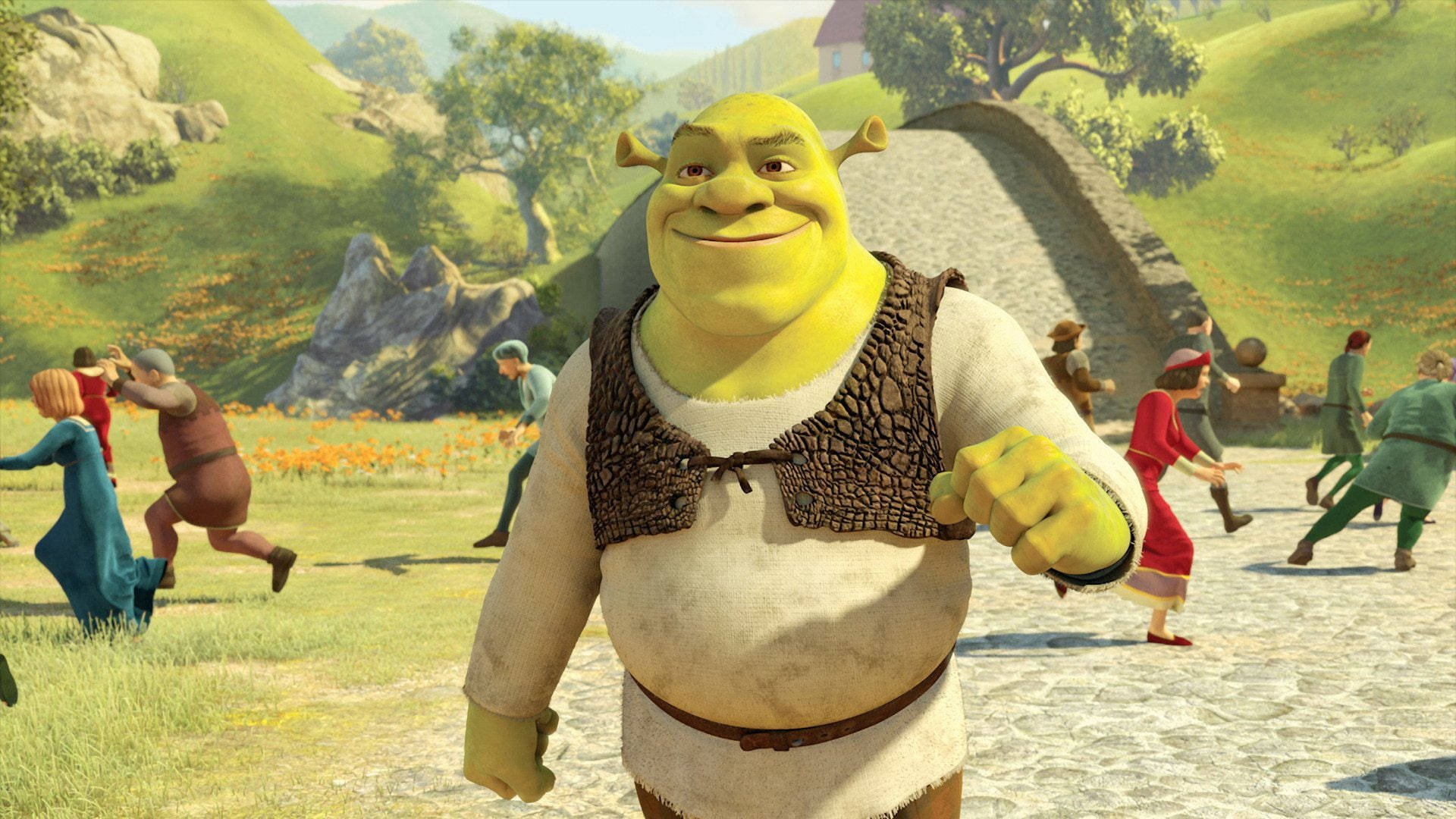 Shrek Forever After People In A Commotion Background