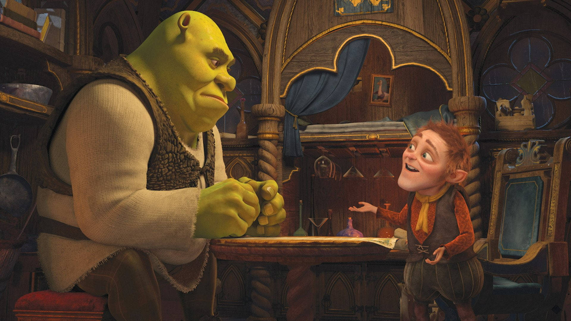 Shrek Forever After Shrek Talking With Rumpelstiltskin Background