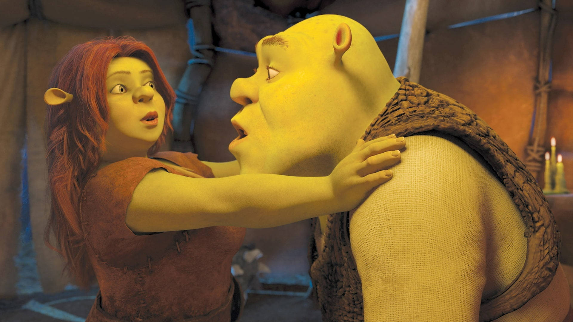 Shrek Forever After With Shocked Fiona Background