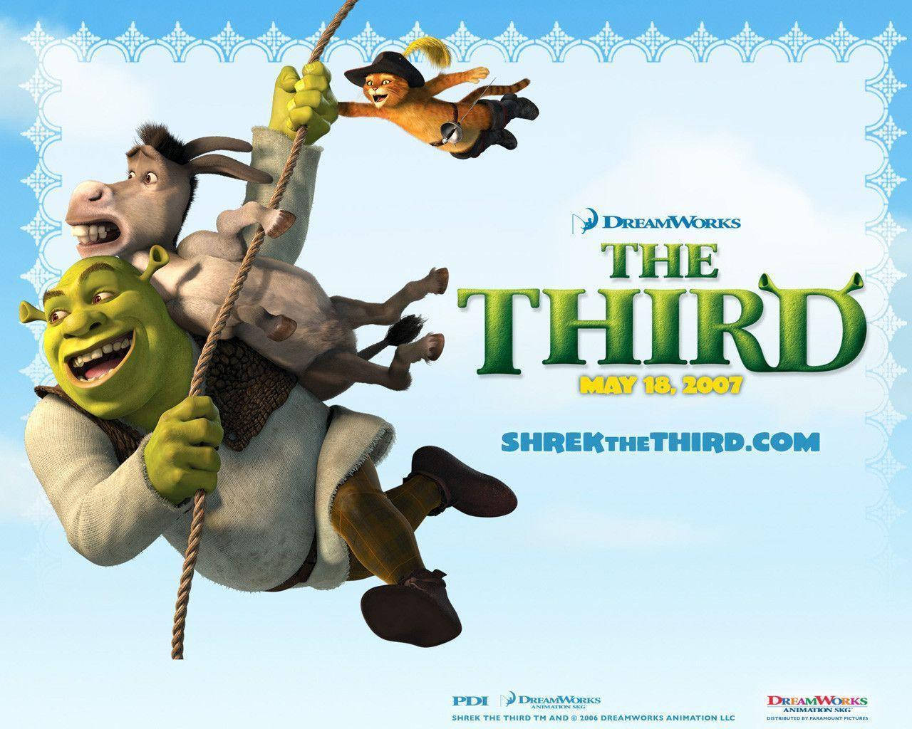 Shrek The Third Characters On A Rope Background