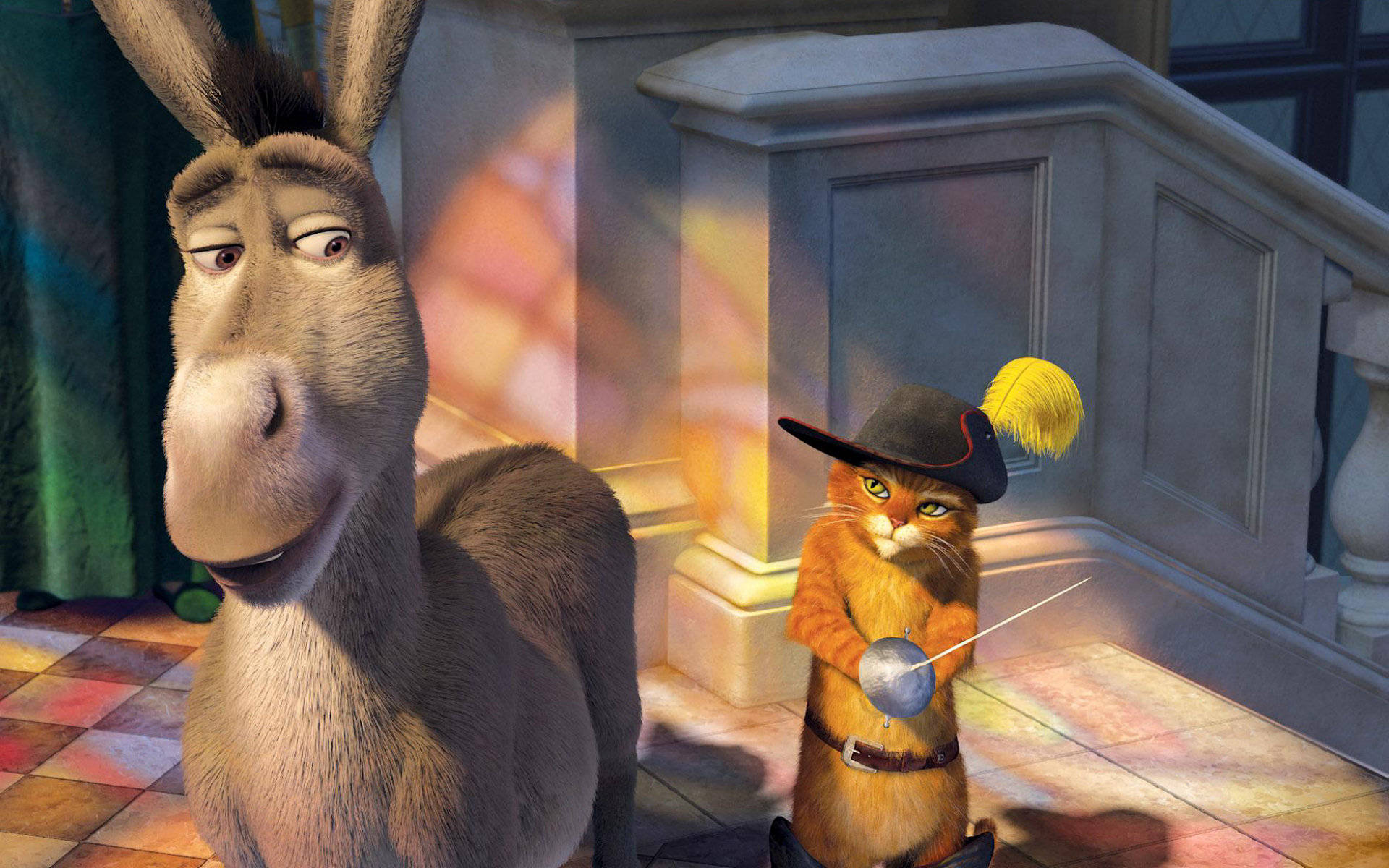 Shrek The Third Donkey With Puss Background